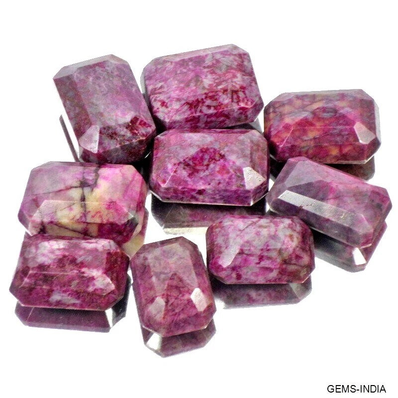 2600 Ct/9 Natural African Pink Red Ruby Octagon Cut Loose Wholesale Gemstone Lot