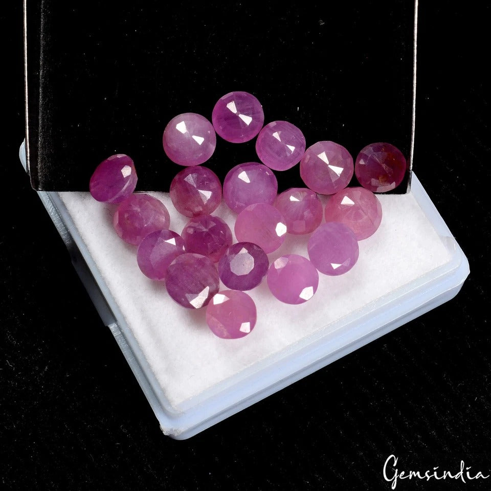 26.50 Cts Natural Pink Ruby 6mm Each Mozambique Round Cut Gemstones ~ 19 Pcs Lot