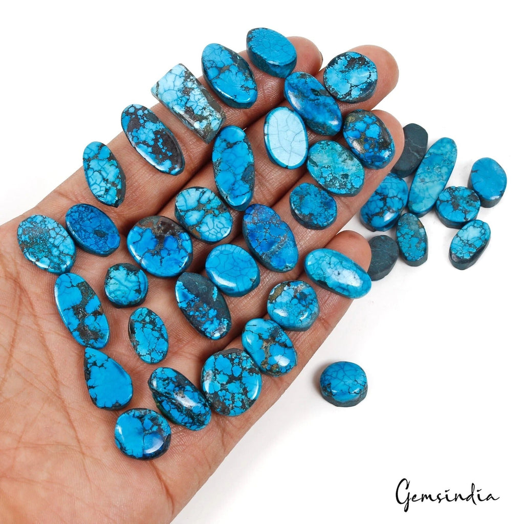 38 Pcs Natural Blue Spiderweb Turquoise Mix Cab Loose Wholesale Gems Lot 330 Ct