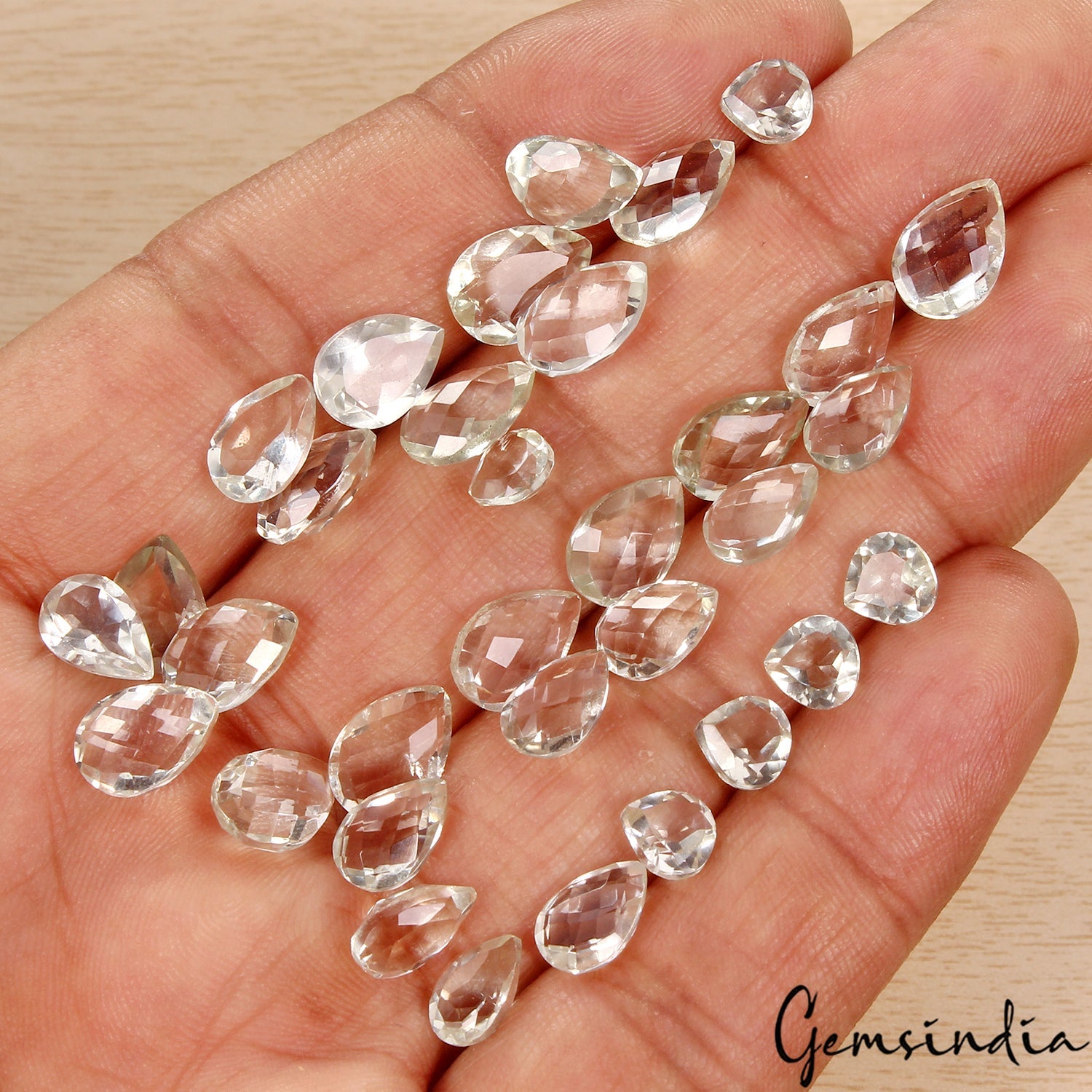 52 Cts VVS Natural Green Amethyst Pear Checker Cut Loose 6-10mm Gemstones ~ 35 P