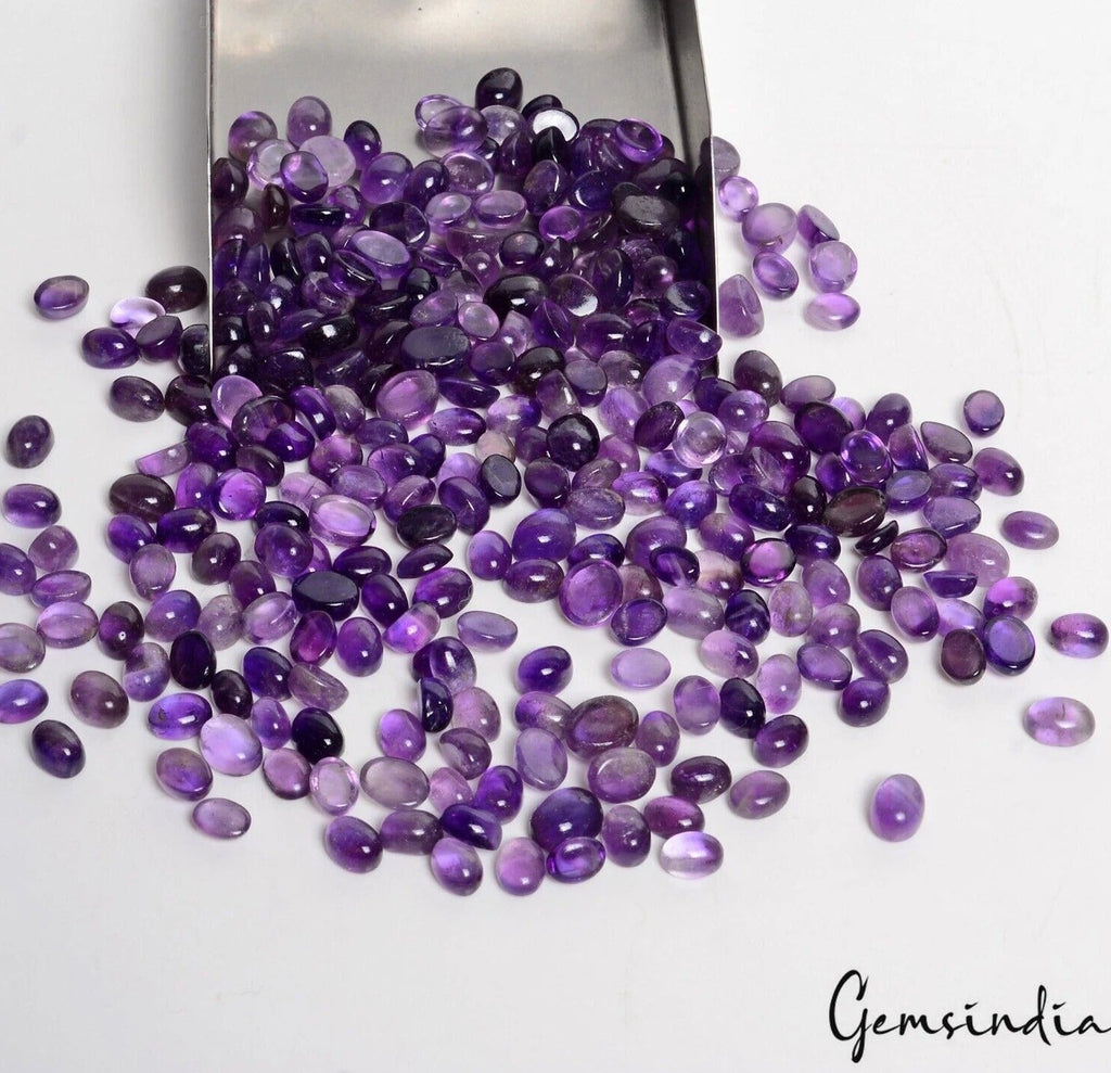 500 Ct/289 Pcs Natural Untreated Purple Amethyst Oval Cab Loose Gems For Jewelry