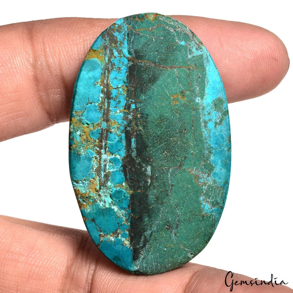103.50 Ct Natural Blue Turquoise Oval Cab Spiderweb Arizona Gemstone For Jewelry