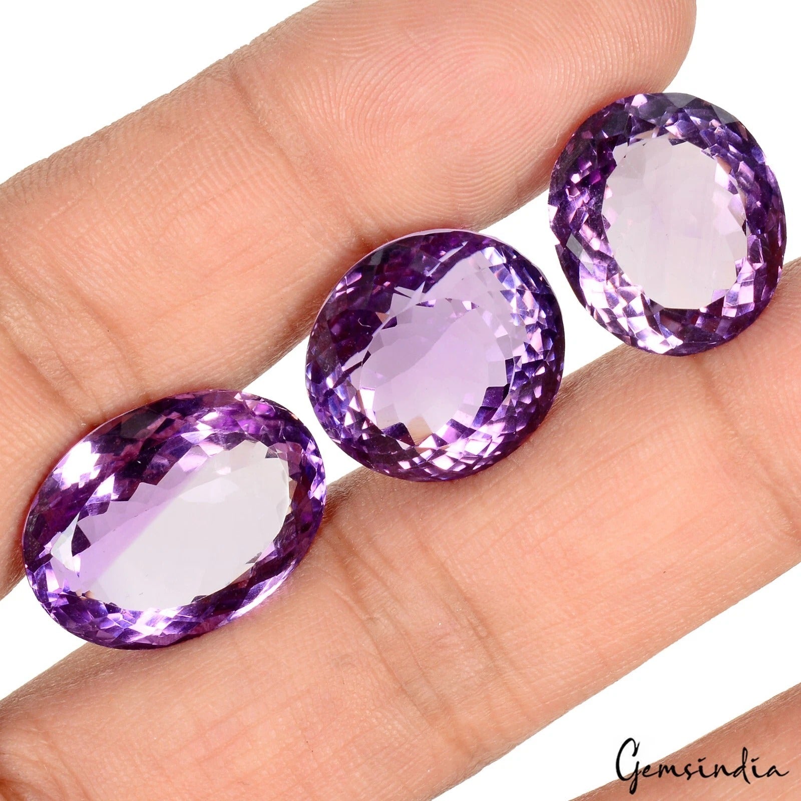 Certified 60.10 Ct Natural Untreated Brazilian Purple Amethyst Oval Cut Gems Lot