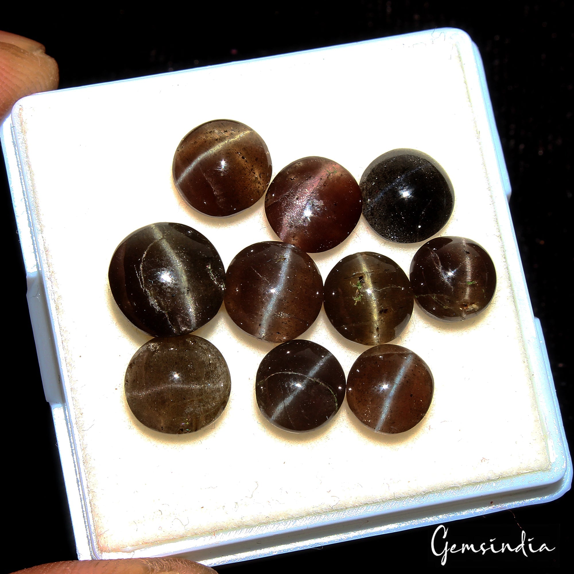 Natural Untreated Spectrolite Cats Eye Mix Cab Loose Gemstones 22.00 Ct/7-9mm