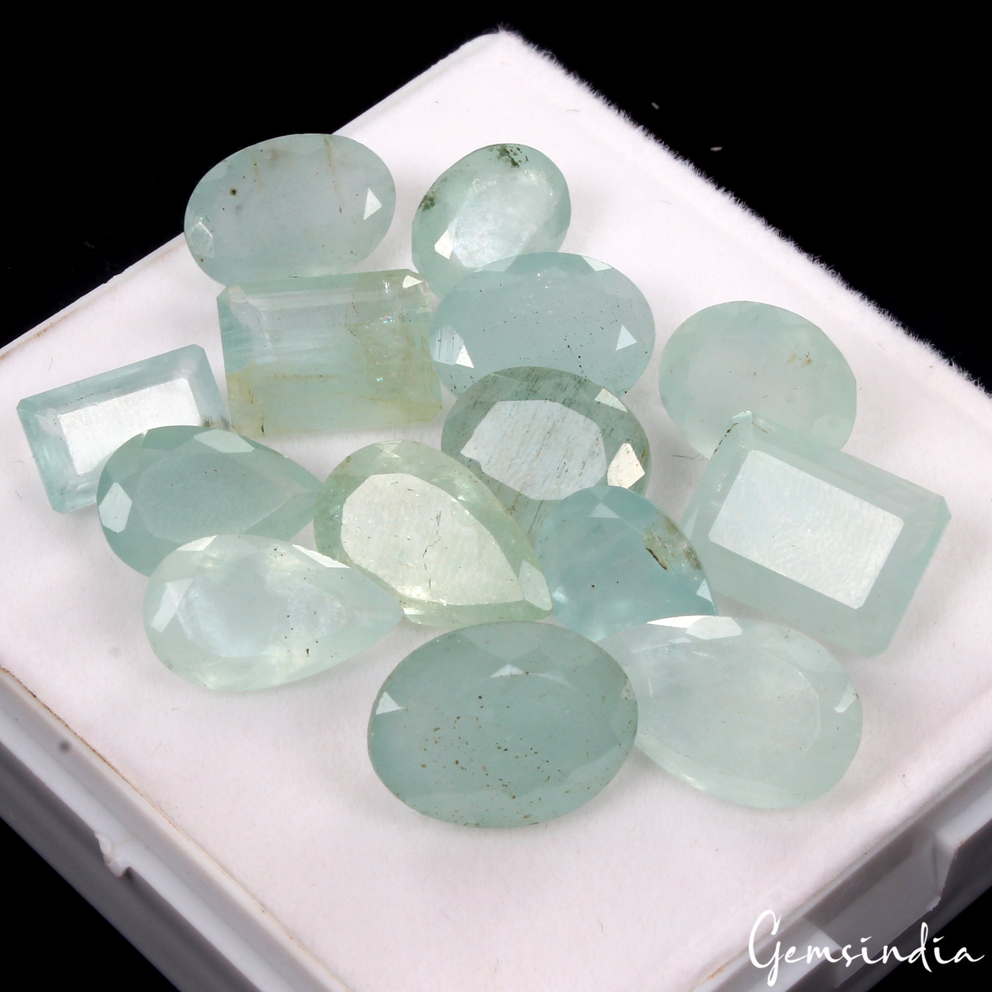 62.20 Cts/14 Pcs Natural Untreated Blue Green Aquamarine Mix Cut Loose Gems Lot