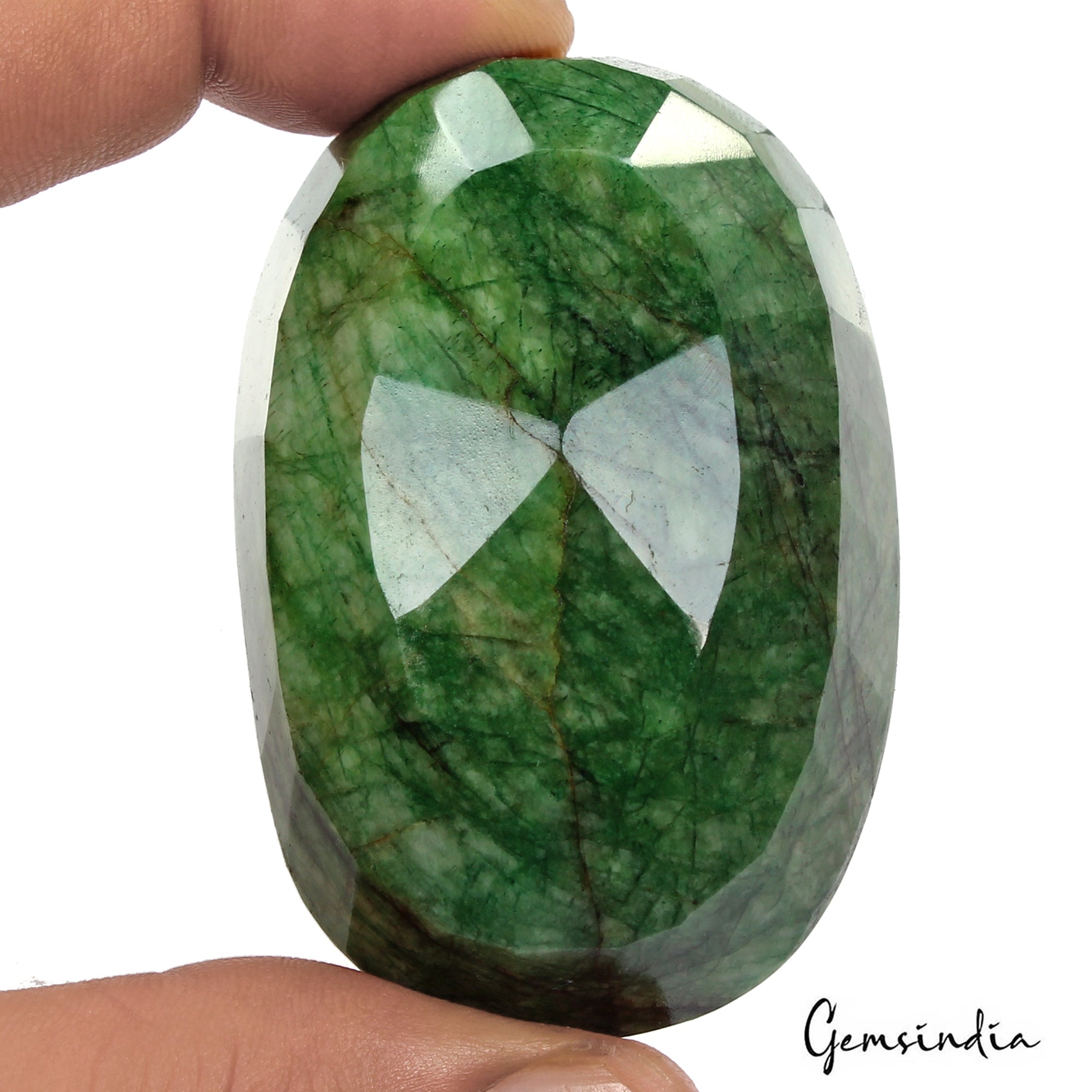 Brazilian Emerald Loose Gemstone, Color Enhanced, Green — 63 x 41 x 25mm, 500 Ct, Brazil