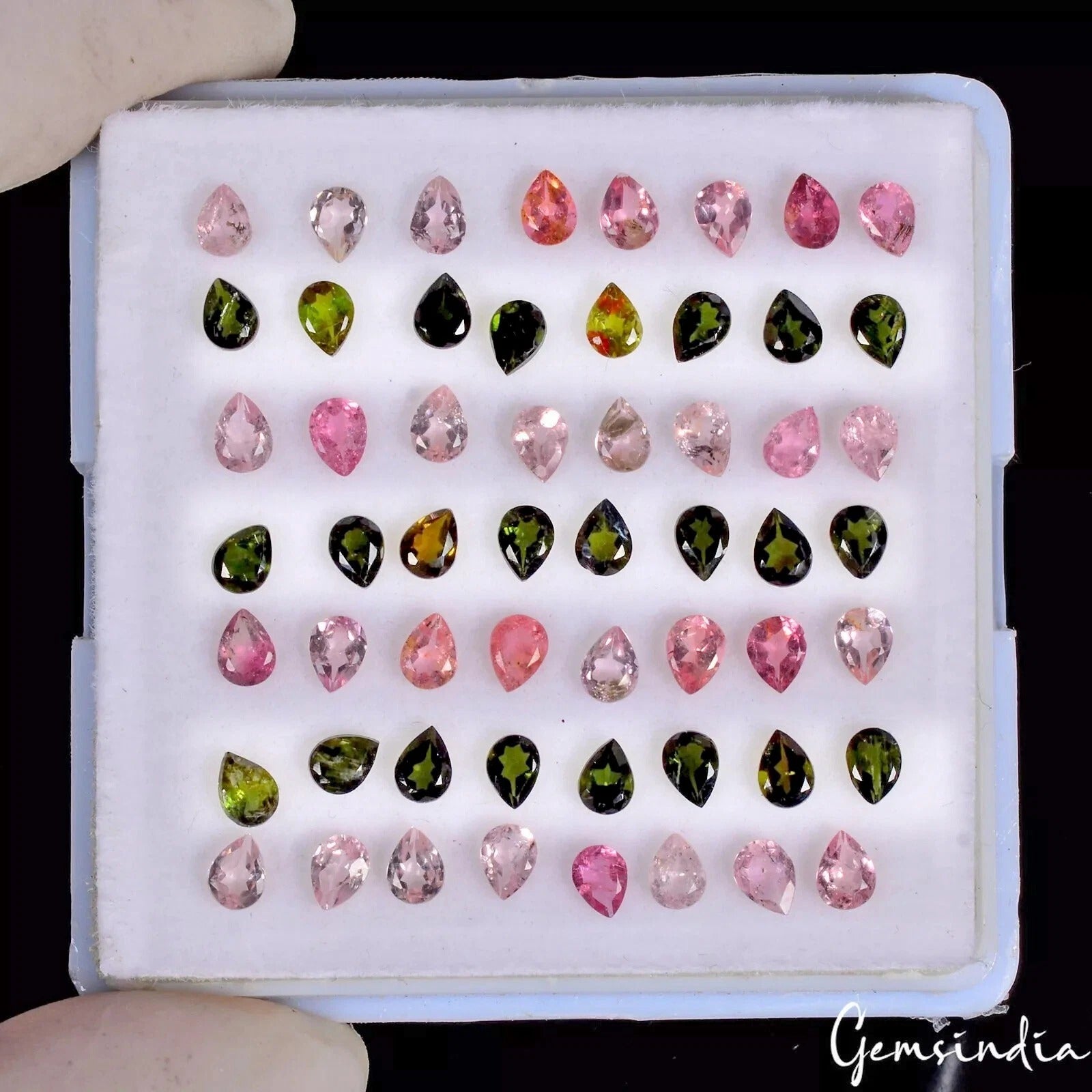 55 Pcs Natural Tourmaline Multi Color 4x3mm Pear Cut Loose Gemstones~ 8.65 Cts