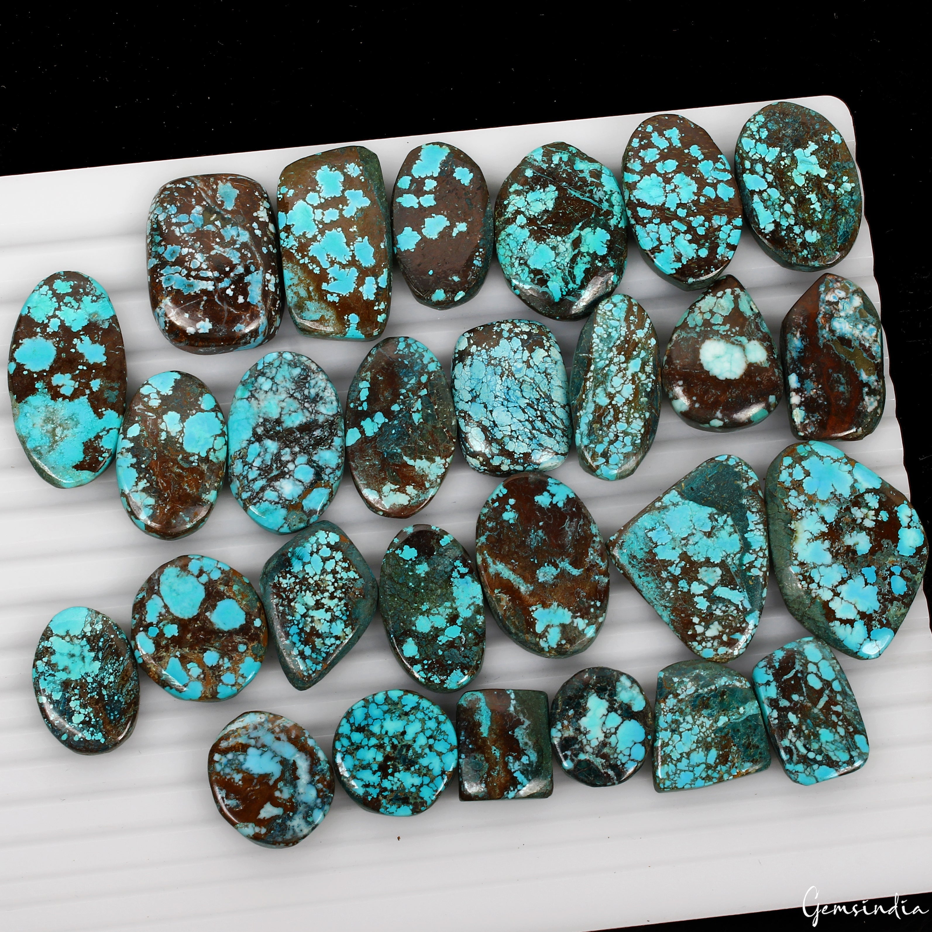 600 Ct Natural Bi-color Arizona Turquoise Mix Cab Loose Wholesale Gems Lot 27 Pc