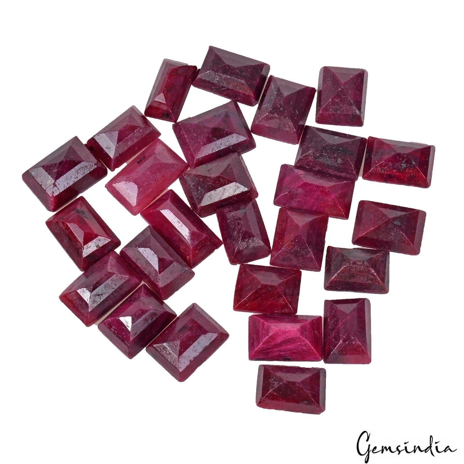 Certified 340 Ct/26 Pcs Natural Red Ruby Baguette Cut Loose Gems For Jewelry Lot