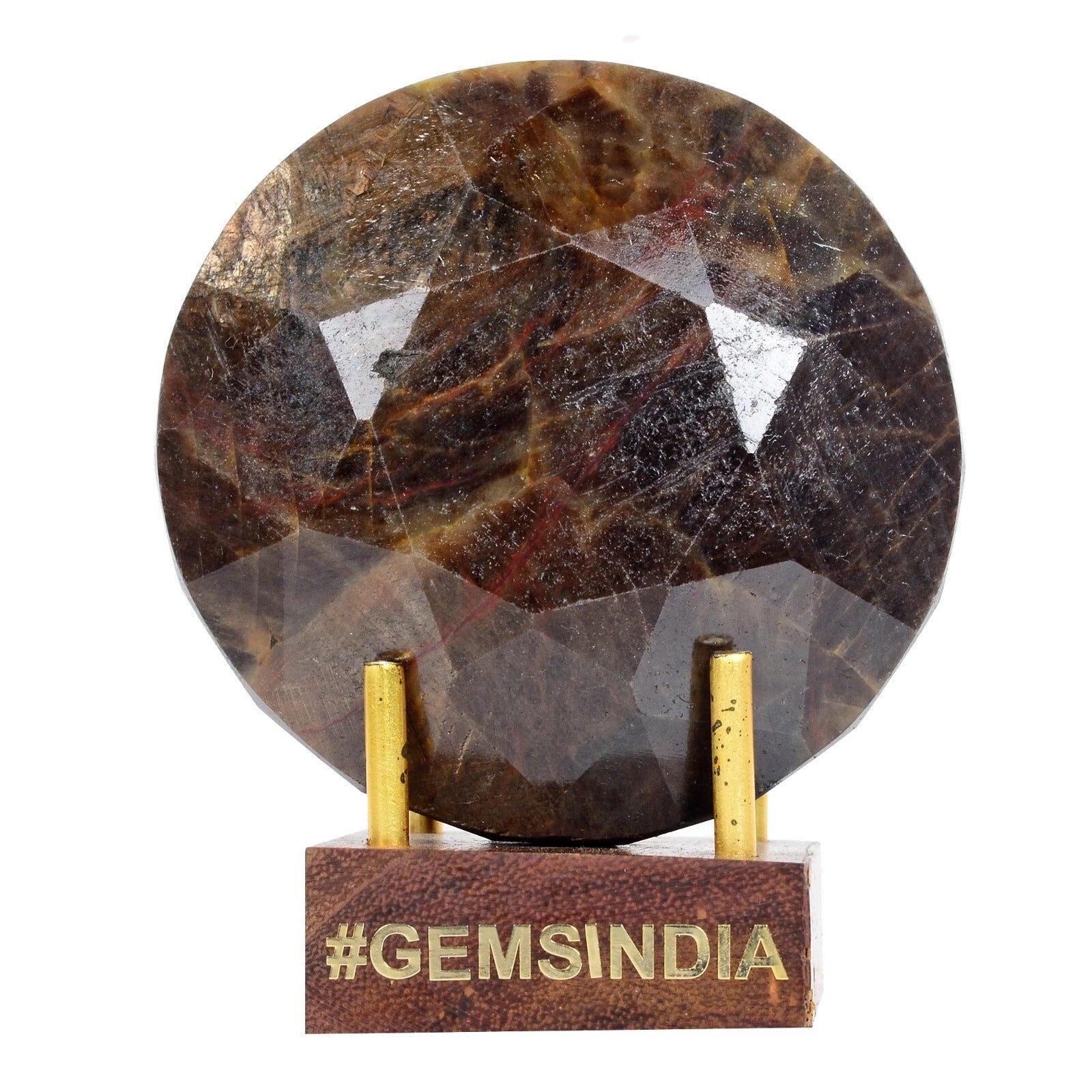 1280 Cts Natural Untreated Brown Sapphire W Red Streaks Round Cut Huge Loose Gem