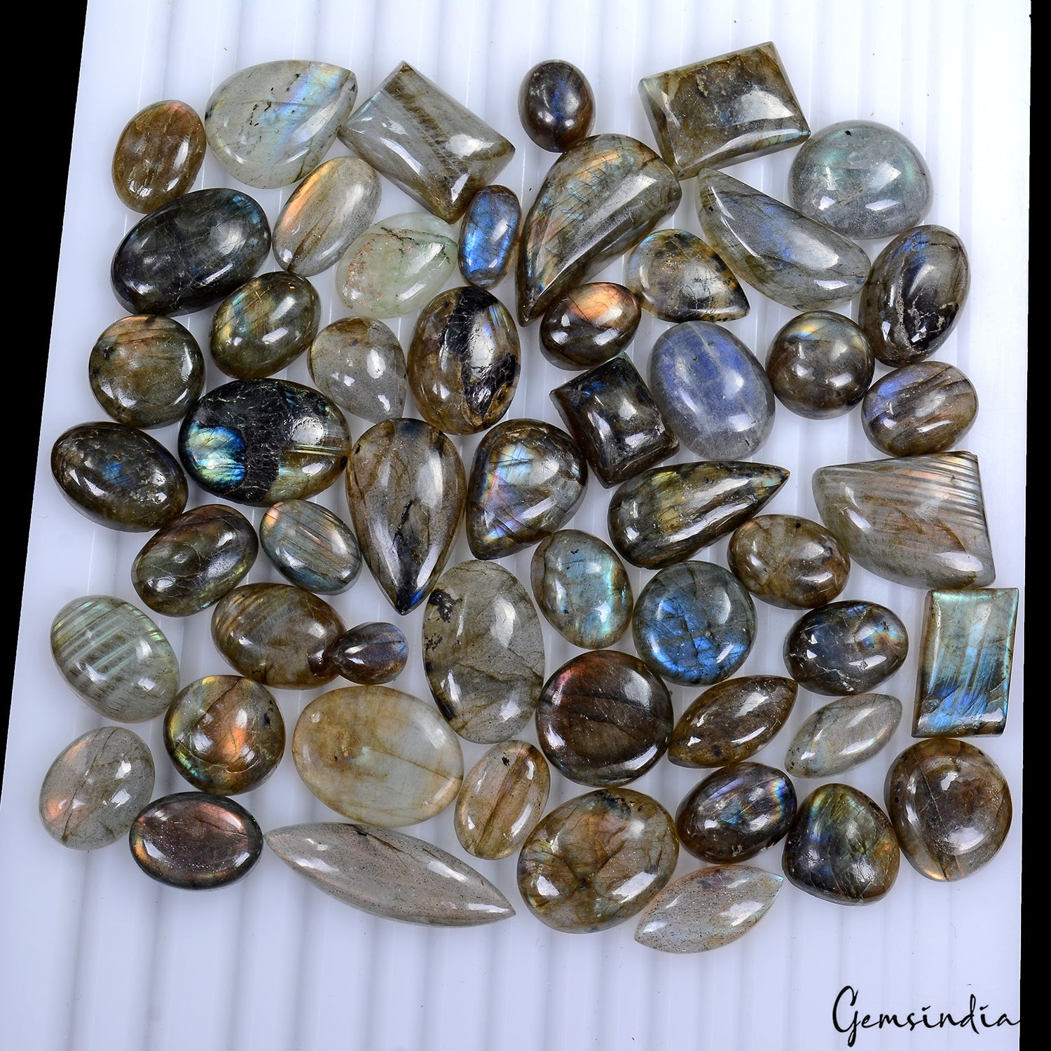650 Ct Natural Untreated Blue Shine Labradorite Mix Cabochon Loose Gemstone Lot
