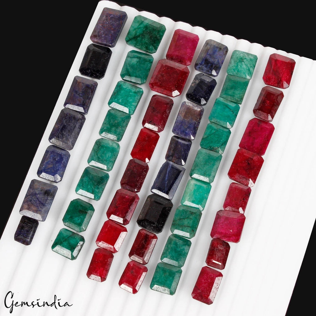 540 Ct./48Pcs Natural Emerald Ruby Sapphire Octagon Cut Loose Gemstones 11-17mm