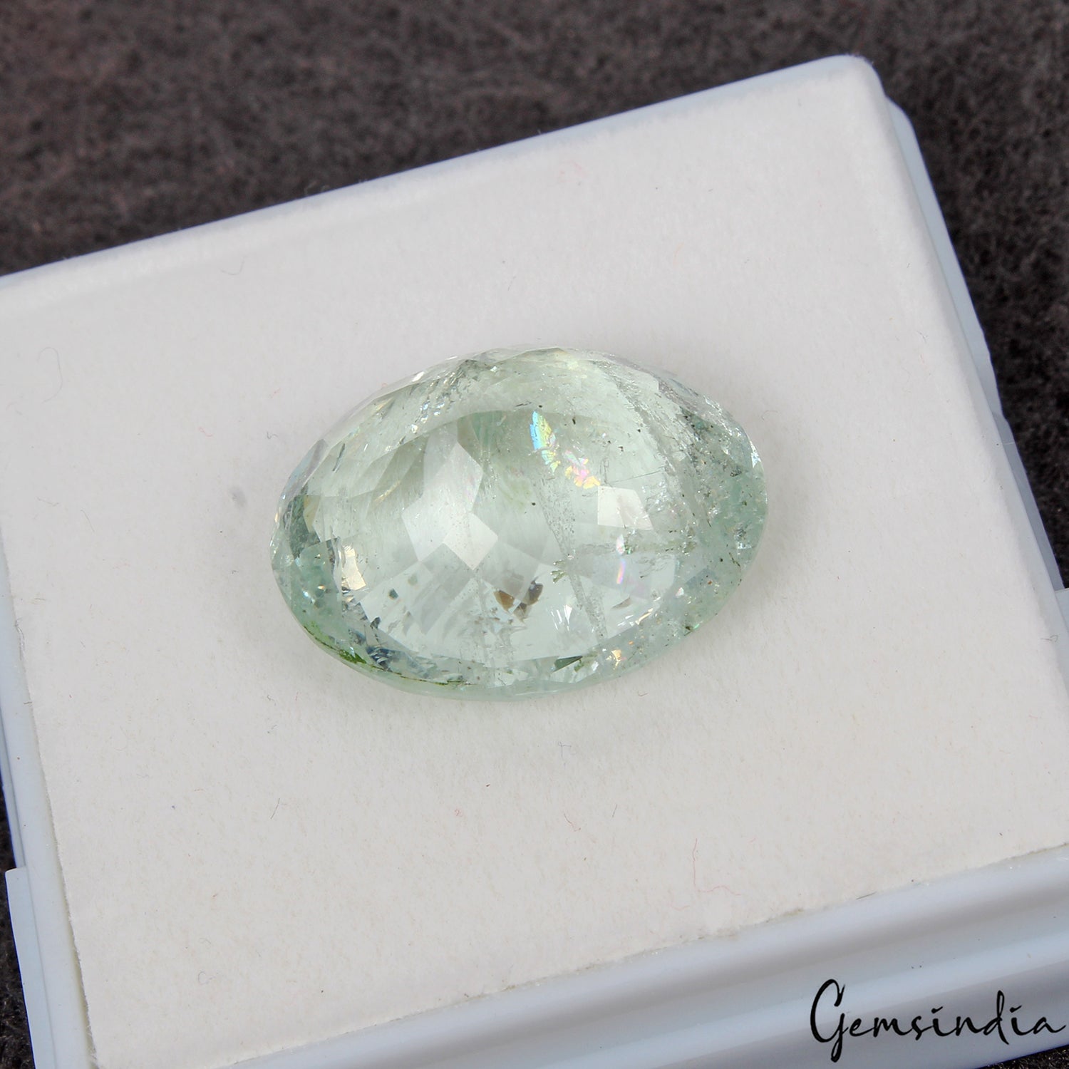16.50 Cts Unheated Green Aquamarine Huge Oval Faceted Loose Gemstone From Brazil