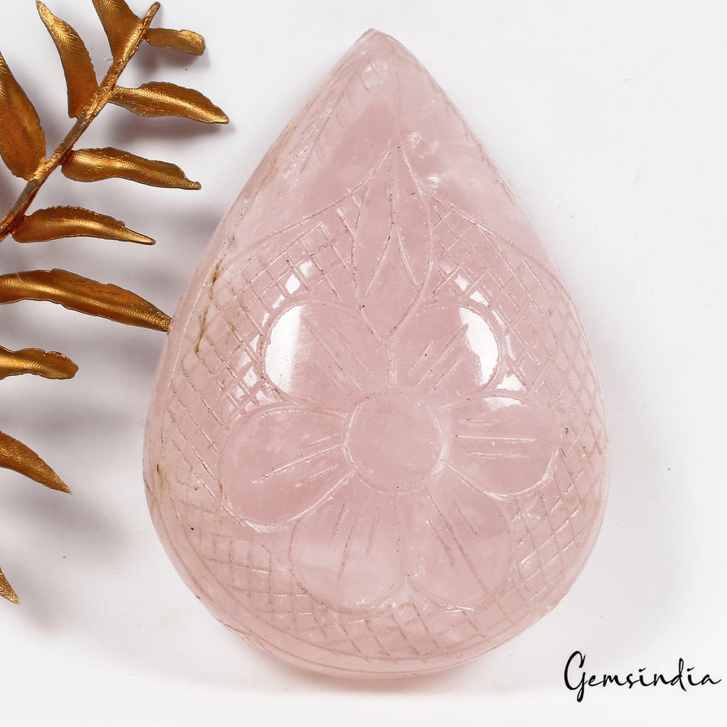 960 Cts Natural Untreated Pink Rose Quartz Pear Cut Hand Carved Loose Huge Gem
