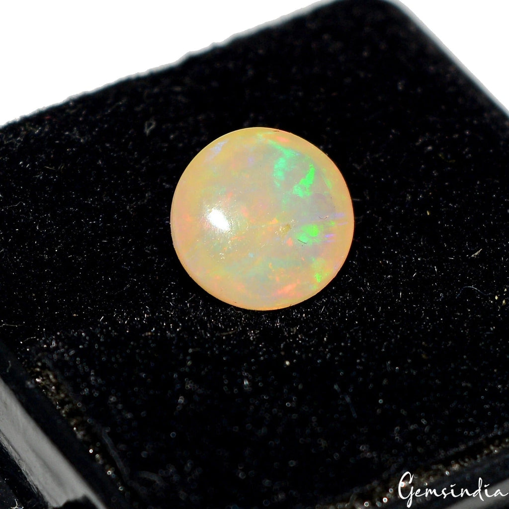 1.20 Ct Natural Ethiopian Opal Multi Welo Fire Round Cab Loose Rare Gem For Ring