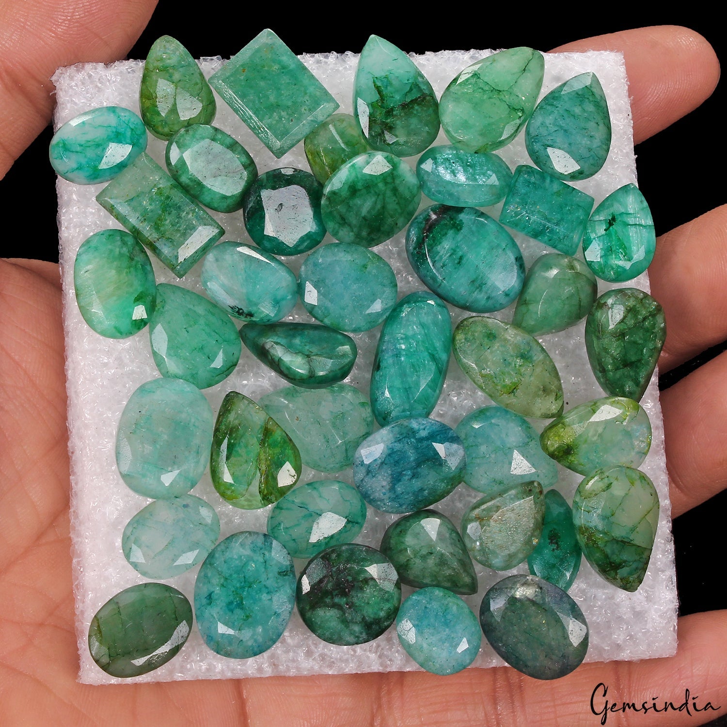 41 Pc Natural Brazilian Emerald 12-20mm Mix Cut Loose Certified Gemstones~350 Ct