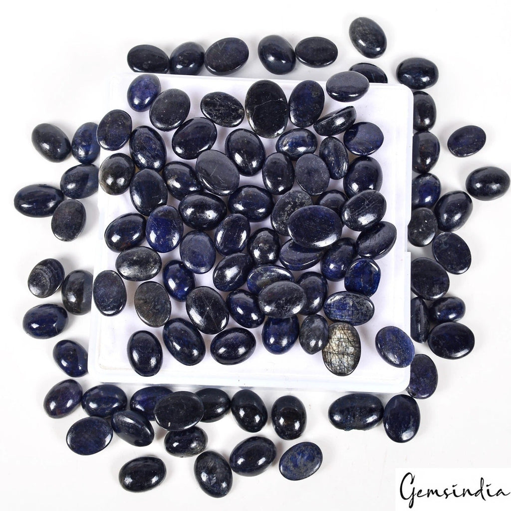 900Ct Blue Sapphire Oval 100 Pcs Gemstone Natural Cabochon Lot Ring Size 12-17mm