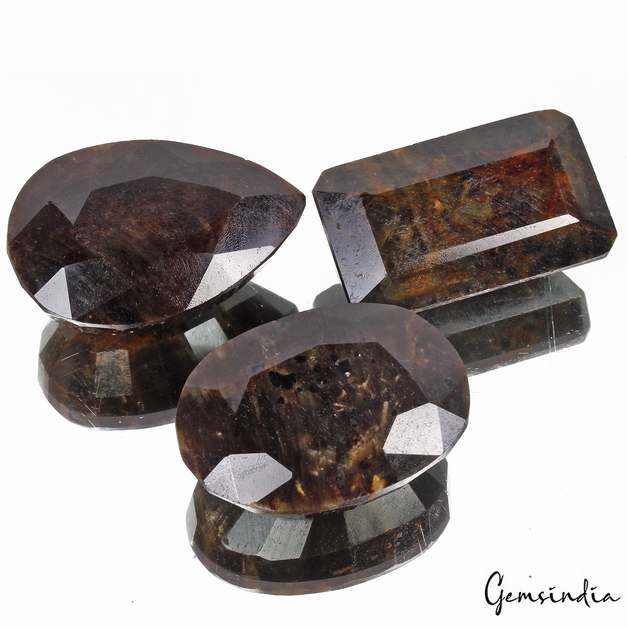 1750 Cts/3 Pcs Natural Untreated Black Sapphire Mix Faceted Loose Wholesale Gems
