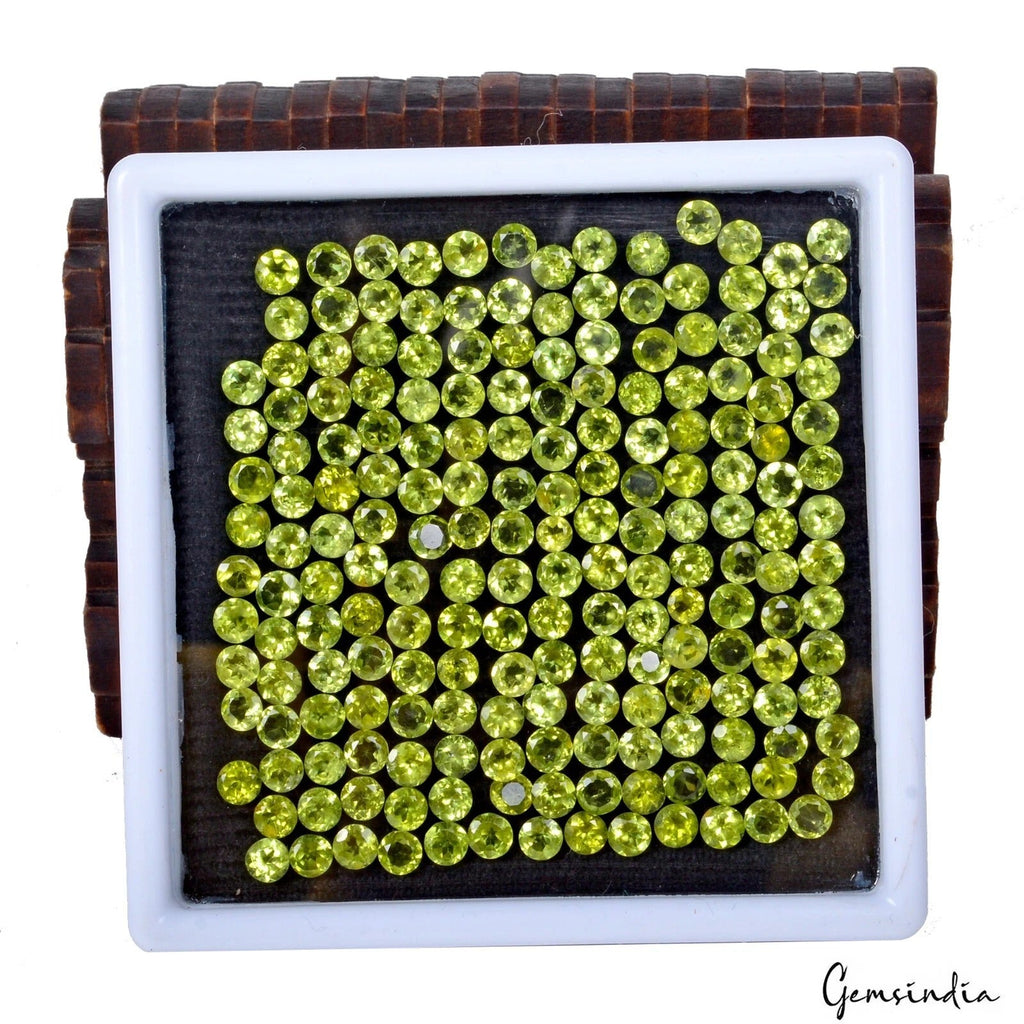 Round Cut Natural Unheated Top Green Peridot 190 Pcs 98.20 Ct 4-5mm Lot Gemstone