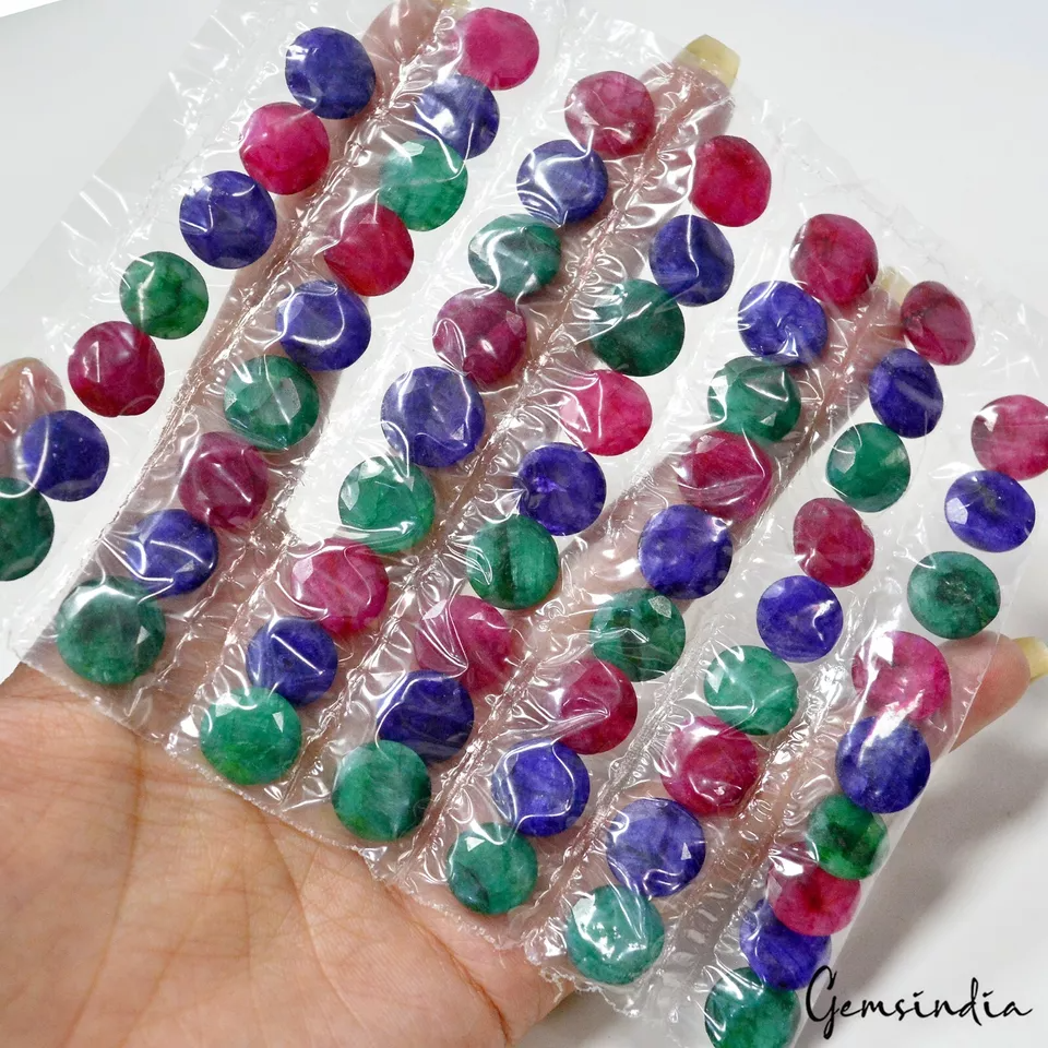 Blue Beryl Lot, Loose Gemstone, Color Enhanced, Red — 60 Pieces, 10mm to 13mm, 360 Ct