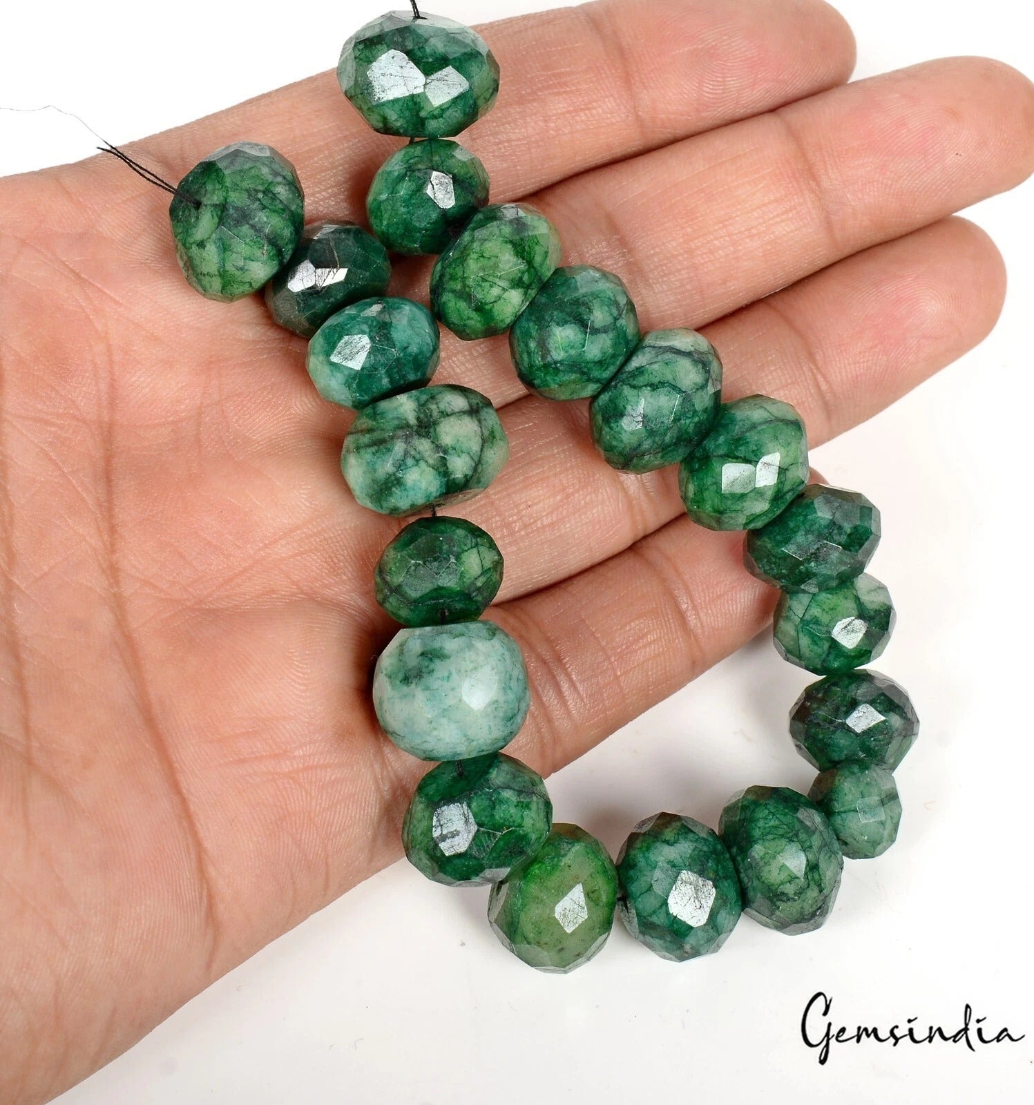 320 Cts/20 Pcs Natural Brazilian Green Emerald Round Cut Drilled Bead Loose Gems
