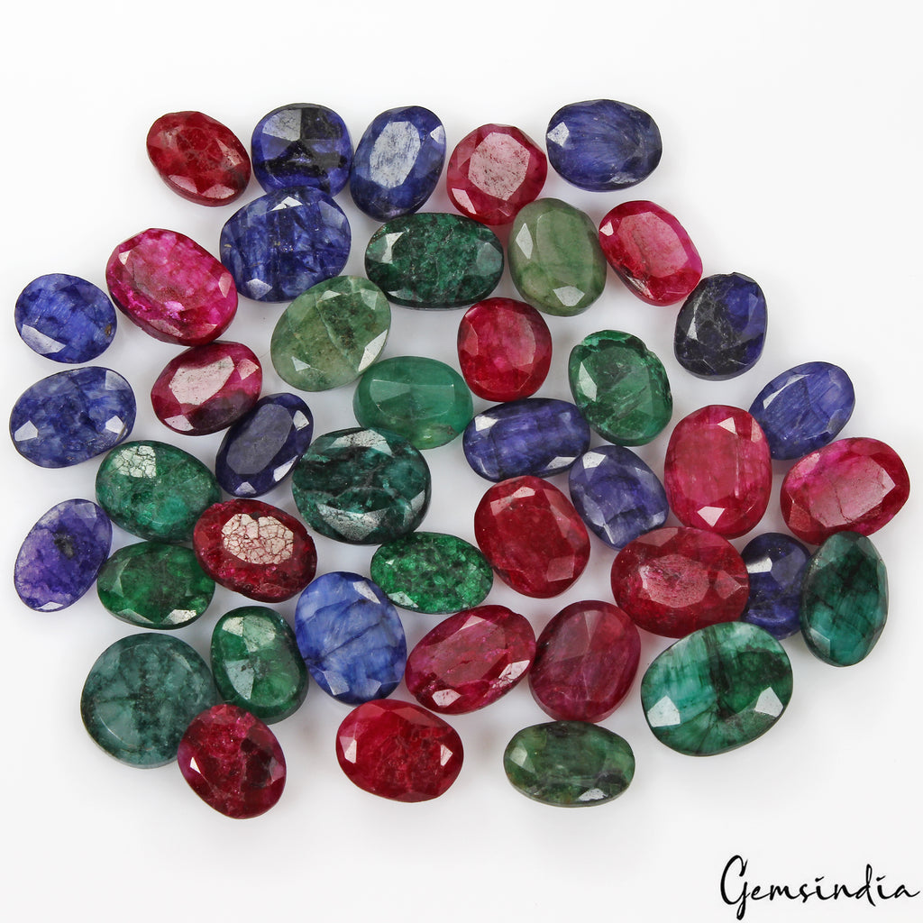 Blue Beryl Lot, Loose Gemstone, Color Enhanced, Red — 43 Pieces, 12mm to 17mm, 360 Ct, Brazil