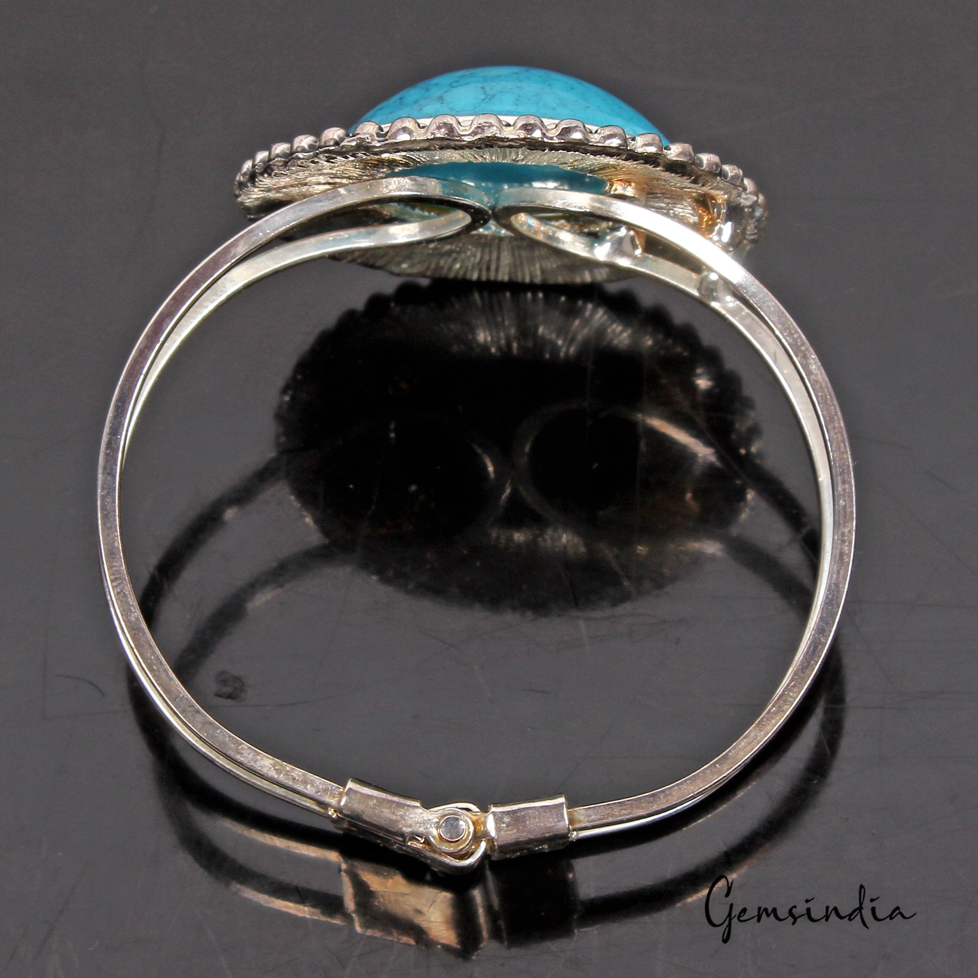 42.60 Gram Blue Round Hand Carved Bangle Bracelet Antique Fashion Jewelry 2.4"