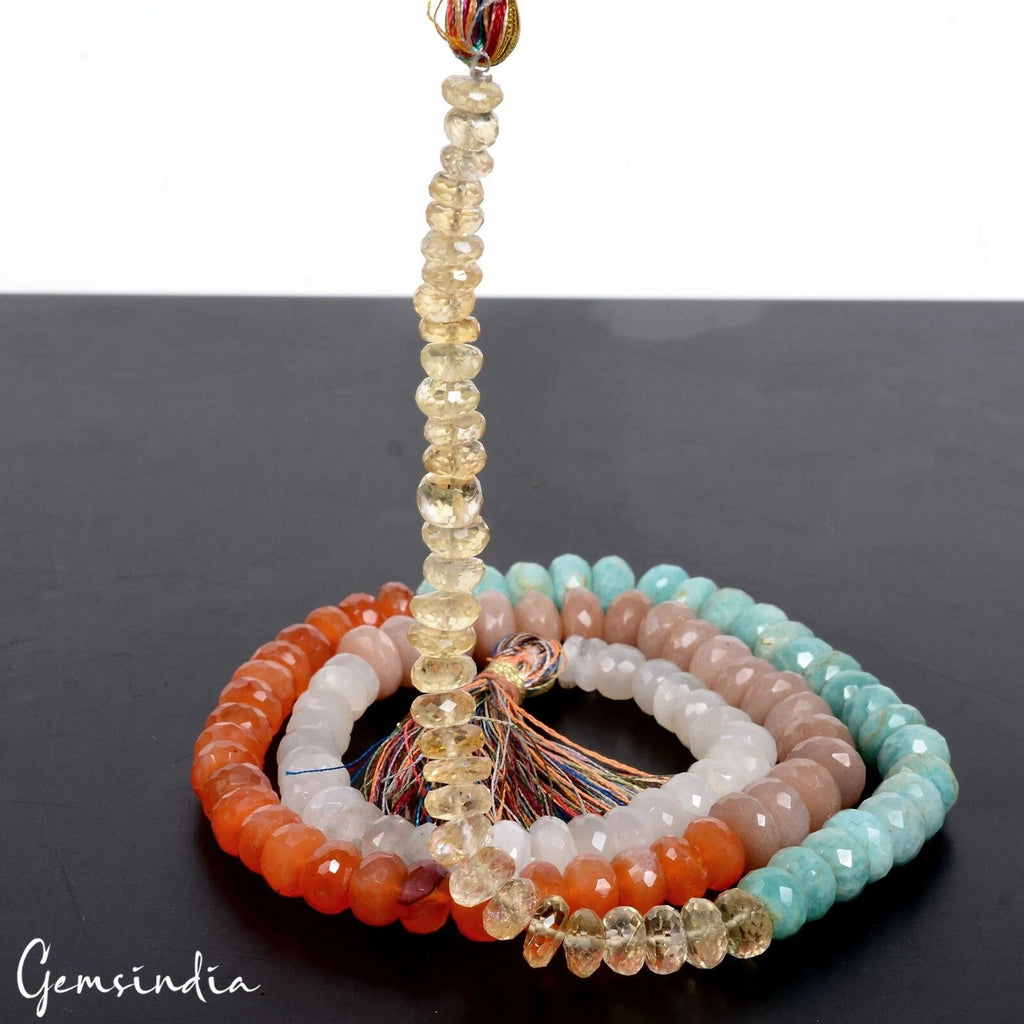 360 Cts Natural Multi Color Gems Round Cut Drilled Bead Handmade 25" Long Strand