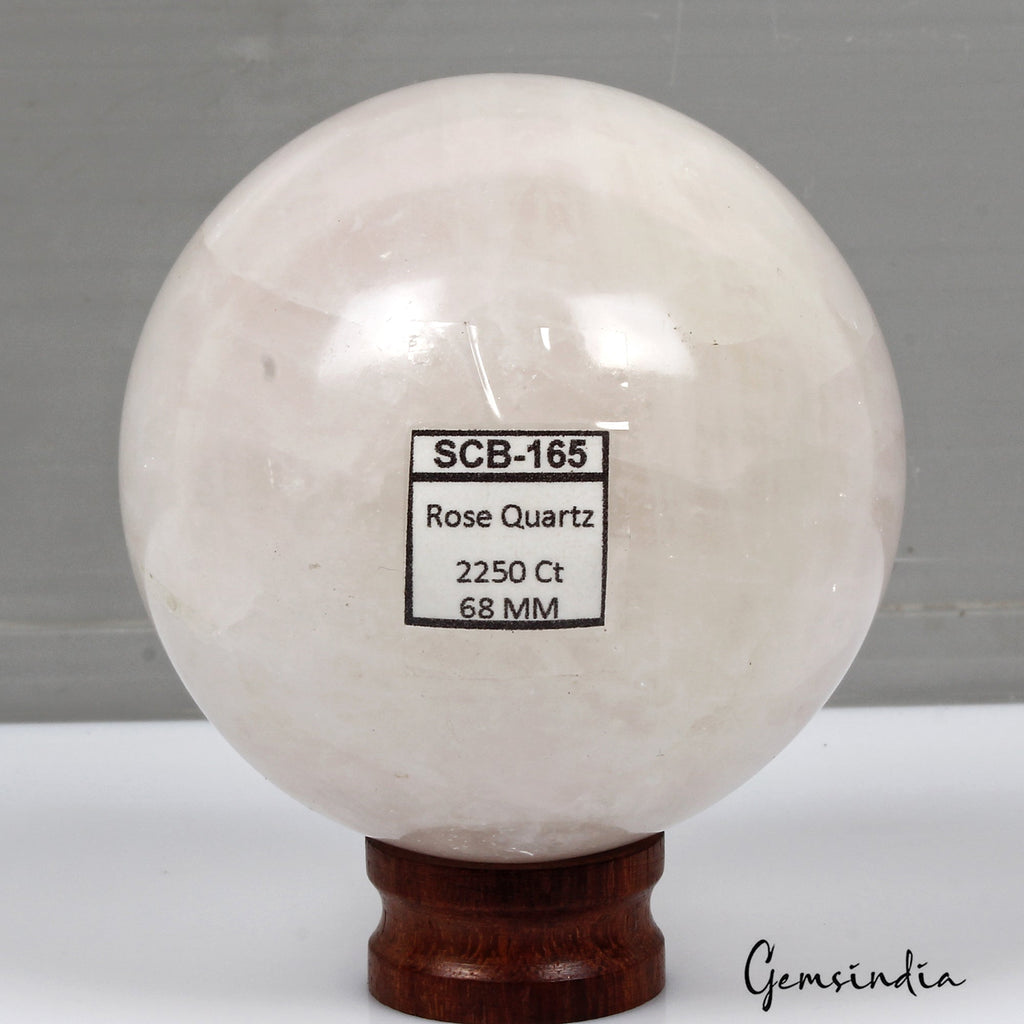 2250 Ct Natural Pink Rose Quartz Healing Crystal Mineral Sphere Gems With Stand