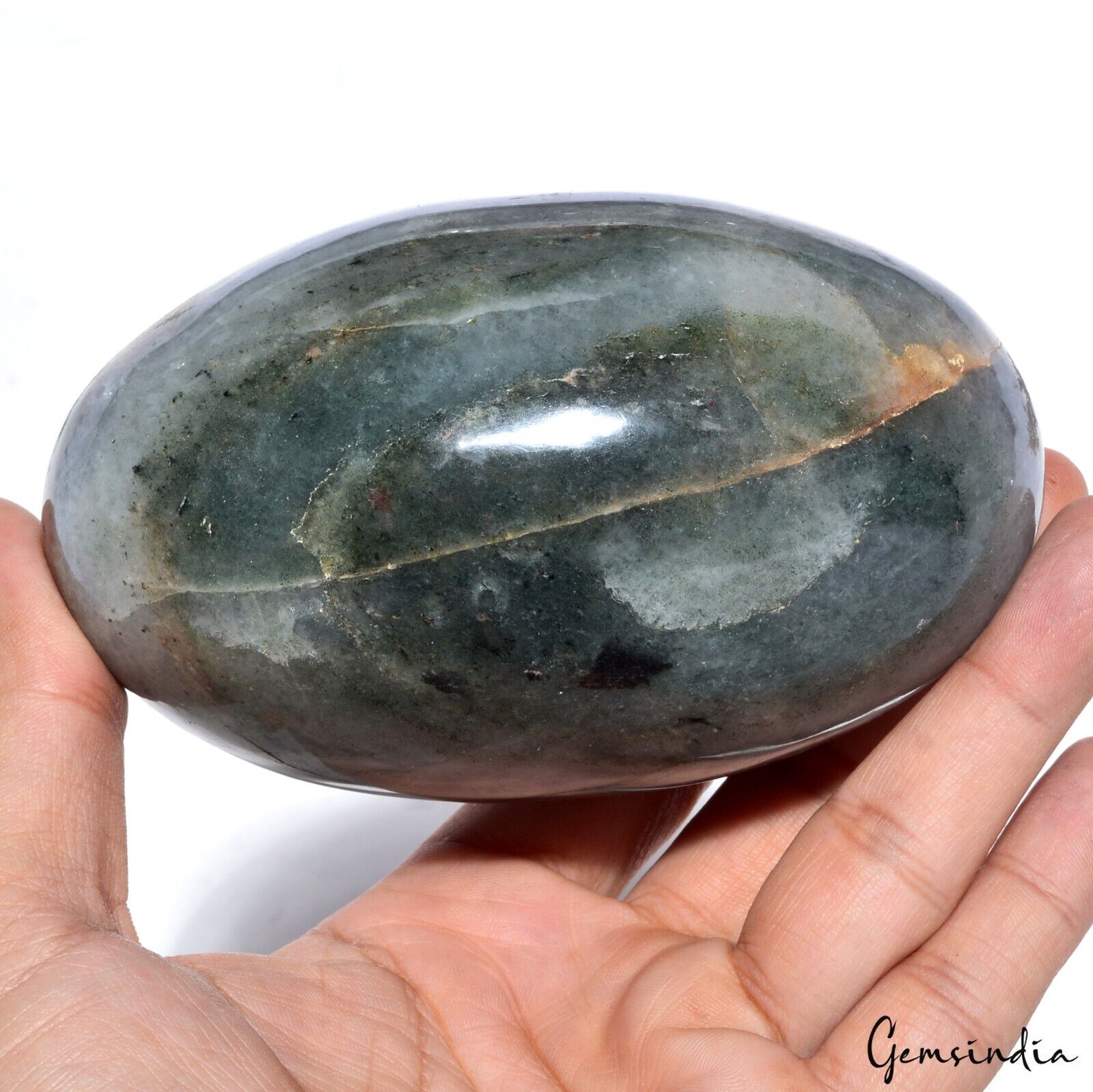 Agate Loose Gemstone, Untreated, Green — 4.7x2.8 Inch, 4500 Ct, Madagascar