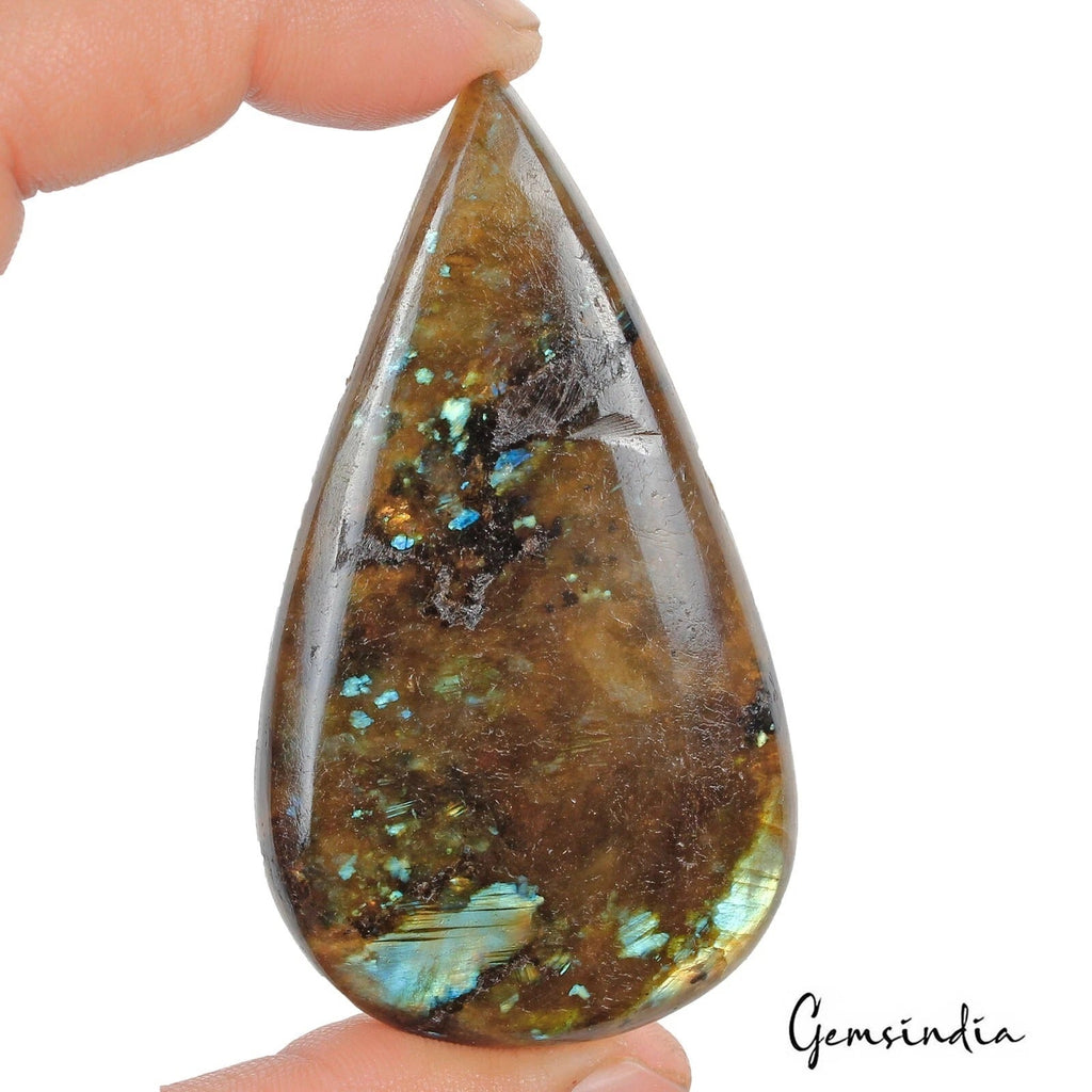 Natural Untreated Multi Shine Labradorite Pear Cabochon Loose Gemstone 223.00 Ct