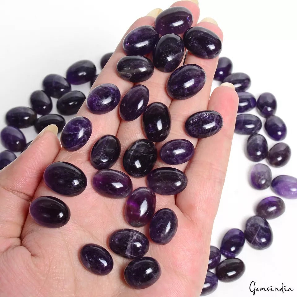 800 Ct/70 Pcs Natural Purple Amethyst Oval Flat Back Loose Cab Gems for Jewelry