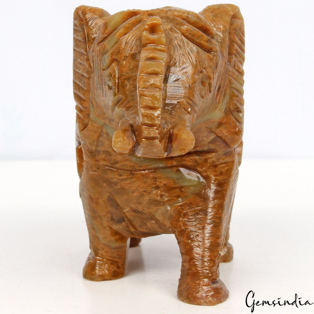 780 Ct Handmade Soapstone Elephant Statue Home Decor /Animal Figurine Sculpture