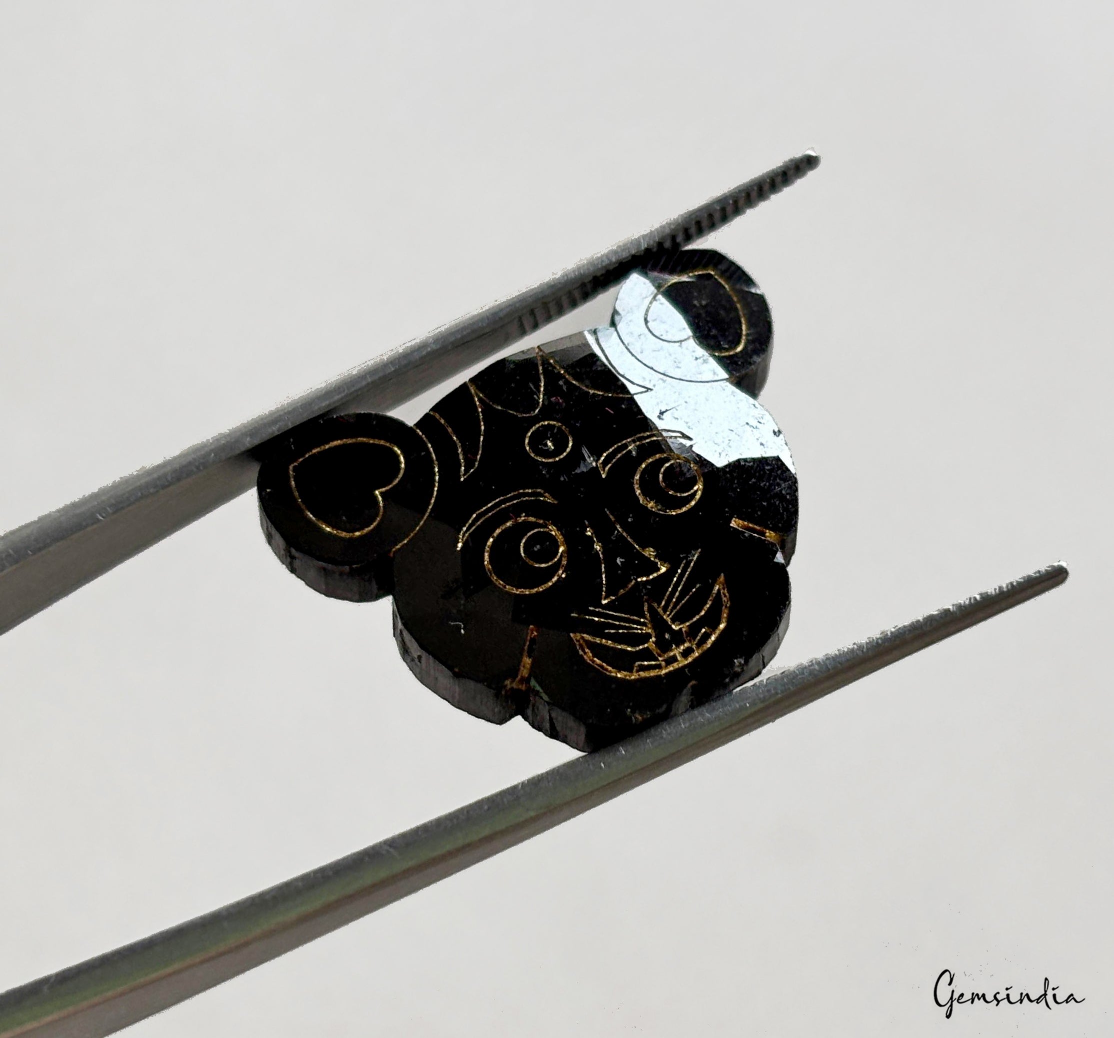 18.5 cts Rare Cat Face Carving Natural Earth Mined Loose Genuine Black Diamond