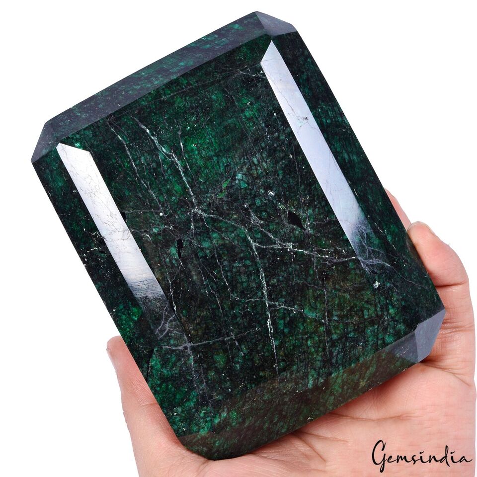 Emerald Loose Gemstone, Color Enhanced, Green — 5x3.75x3 Inch, 9000 Ct (1.8 Kg), Brazil