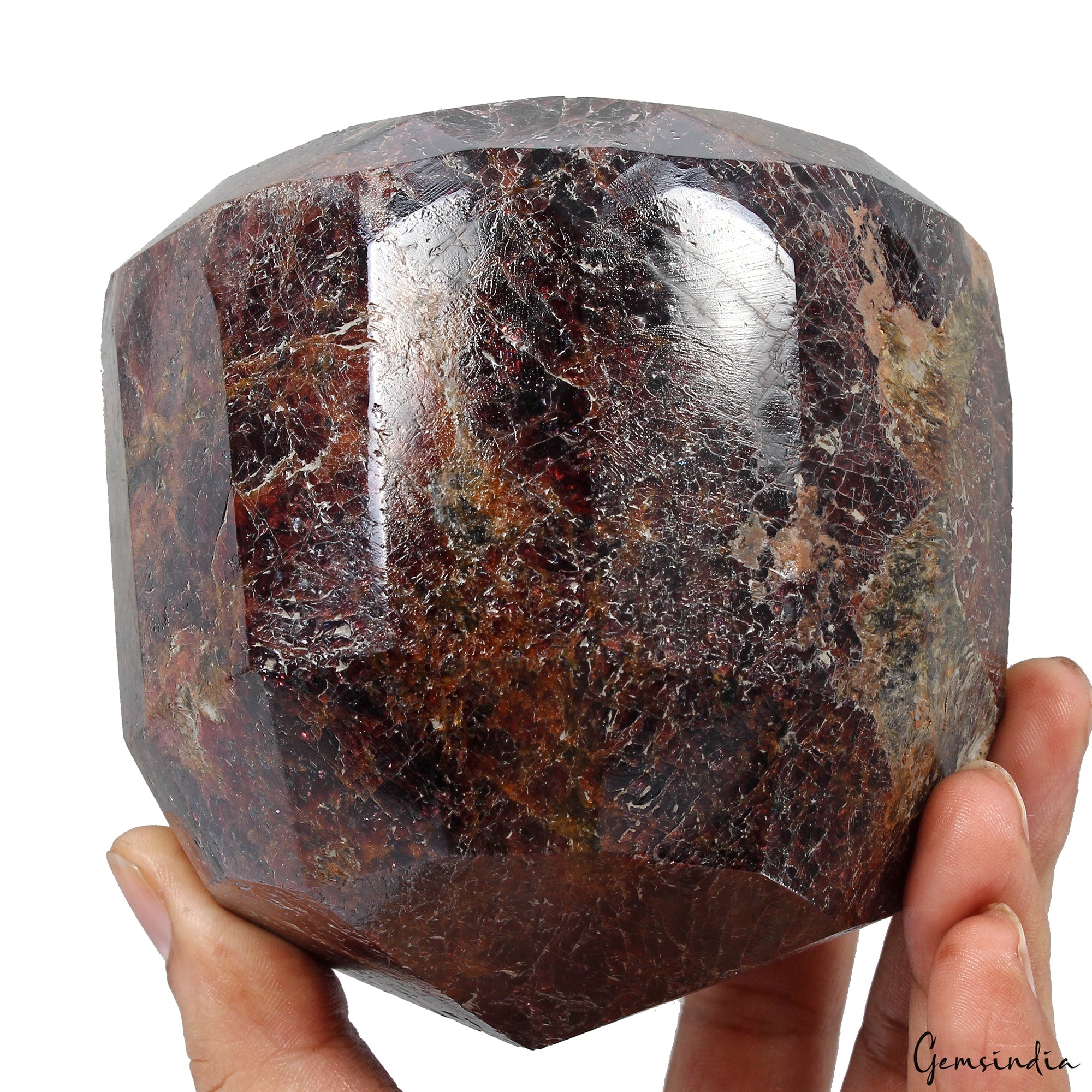 2.8 kilo Almandine Garnet 4.3" Round Cut Rare Large Natural Stone 100% Untreated