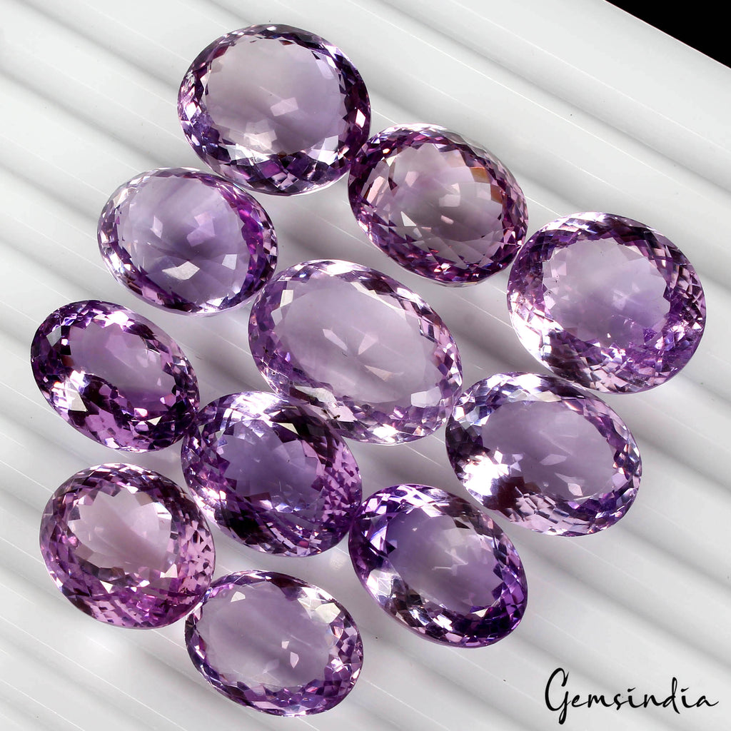 11 Pcs Natural Rich Purple Amethyst 13mm-14mm Oval Cut Huge Loose Gemstones Lot