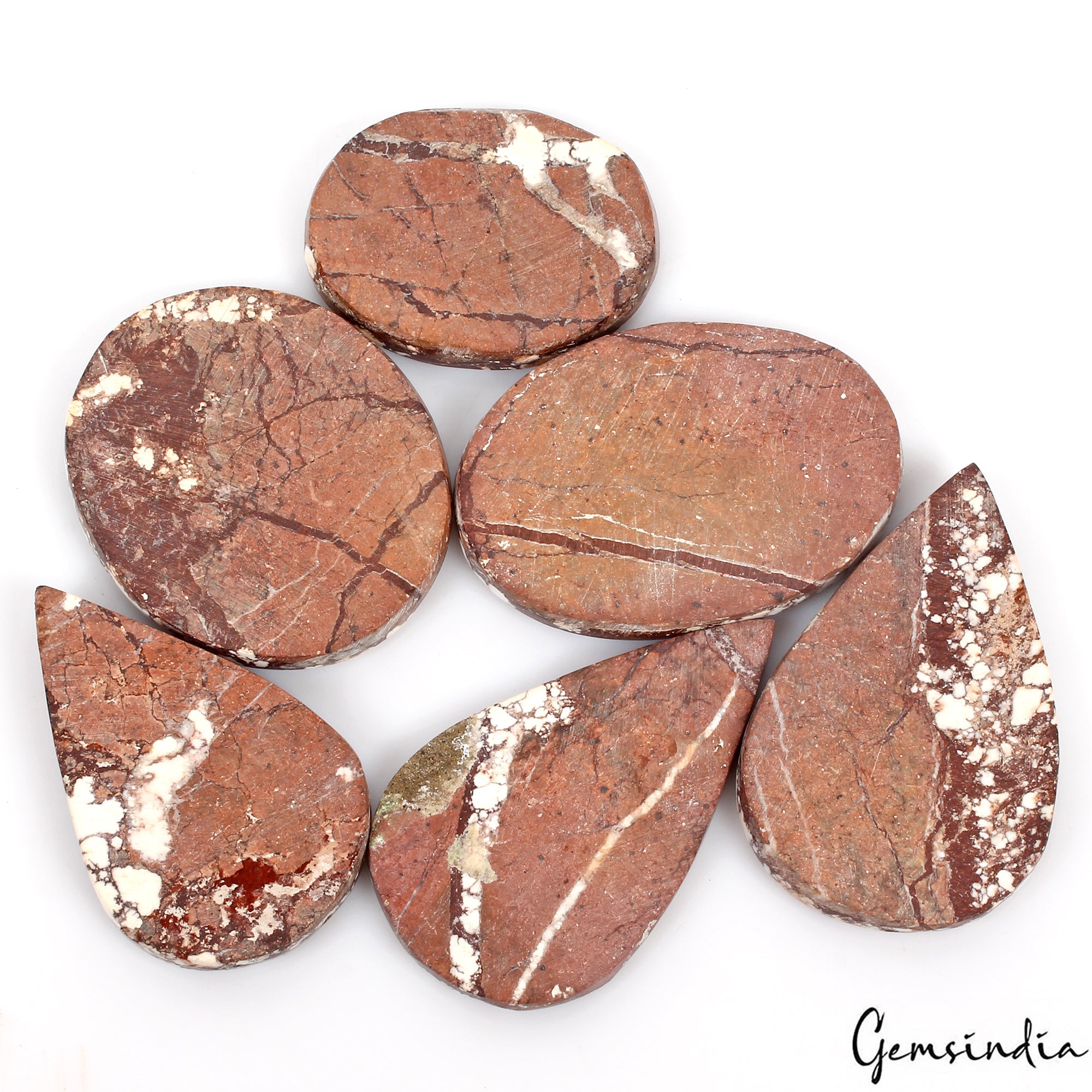 760 Ct/ 7 Pcs Natural White buffalo Turquoise Mix Cabochon Loose Untreated Gems