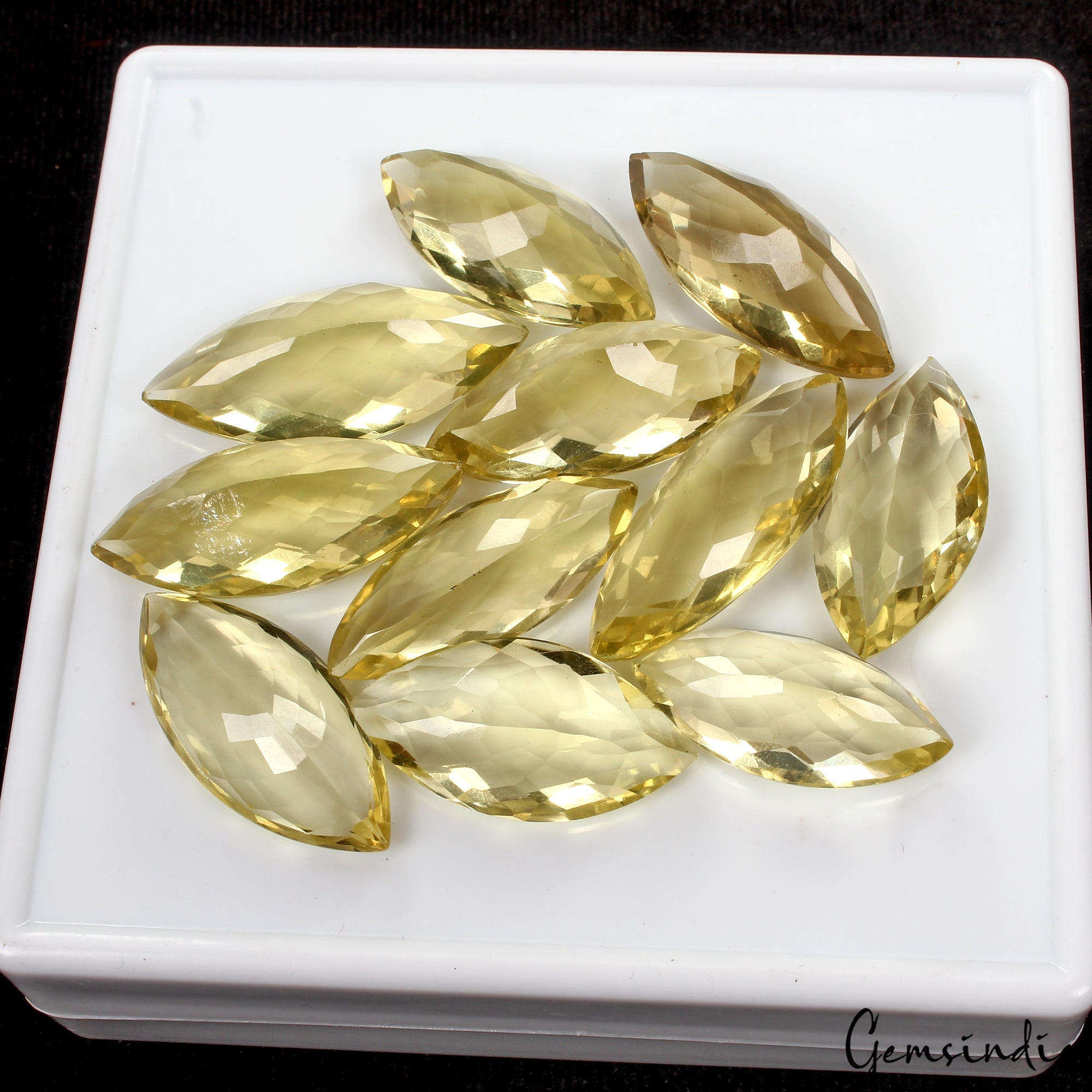 240.70 Cts Natural Lemon Citrine Quartz Marquise Checker Cut Loose Unheated Gems