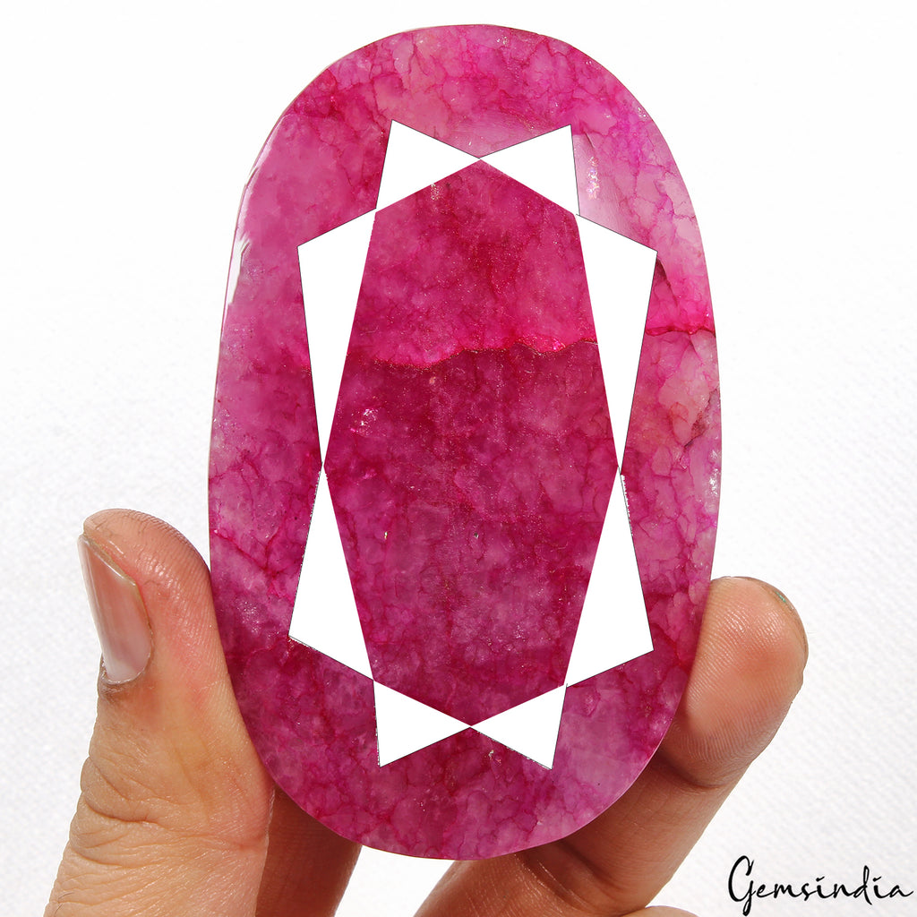 Quartz Loose Gemstone, Color Enhanced, Pink Red — 88x54x21mm, 900 Ct, Madagascar