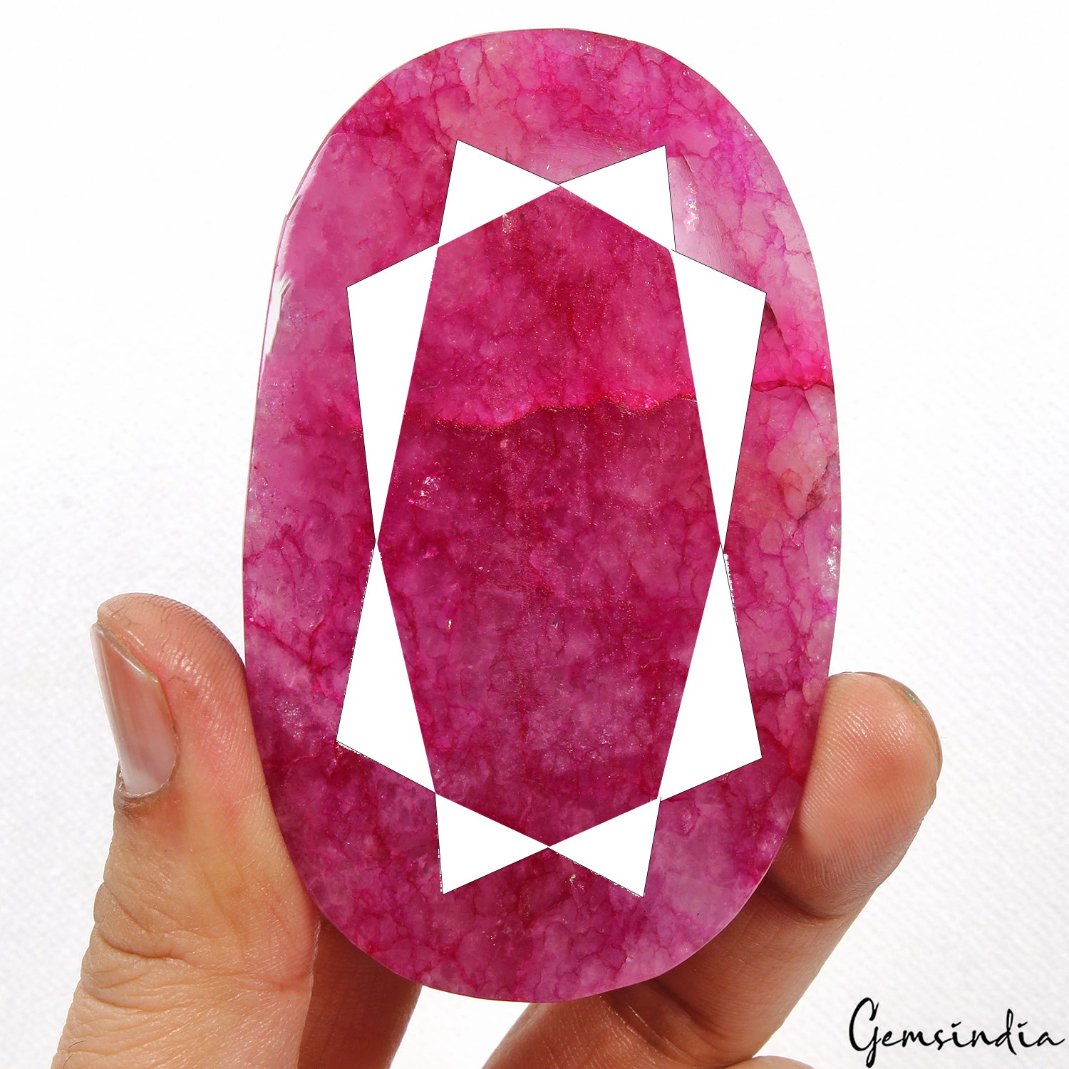Quartz Loose Gemstone, Color Enhanced, Pink Red — 88x54x21mm, 900 Ct, Madagascar
