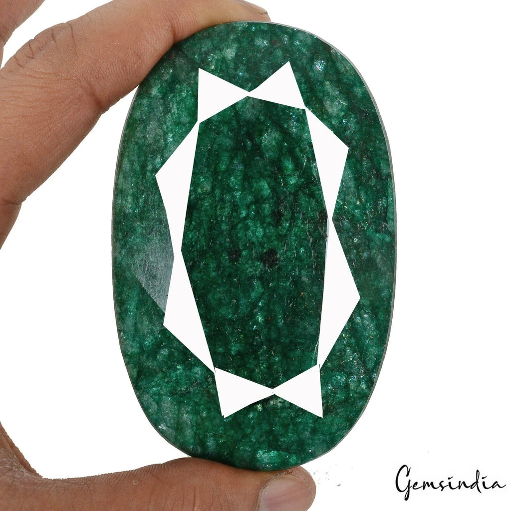 Certified 1600 Cts Natural Brazilian Green Emerald Oval Cut Museum Size Gemstone
