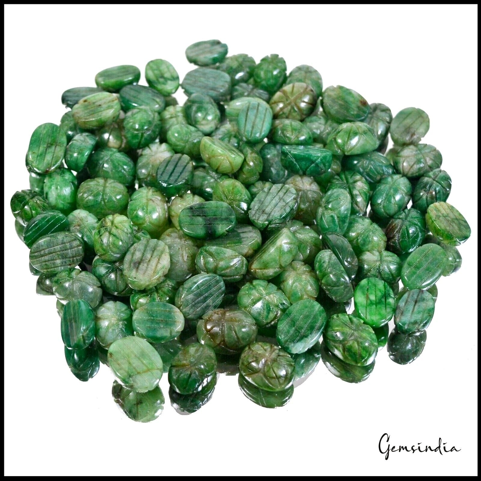 Emerald Loose Gemstone, Color Enhanced, Green — 14mm to 18mm, 1000 Ct, Brazil