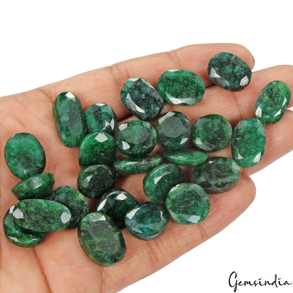 25 Pcs Natural Emerald 13-20mm Stunning Green Ring Size Loose Gemstones ~270 Ct