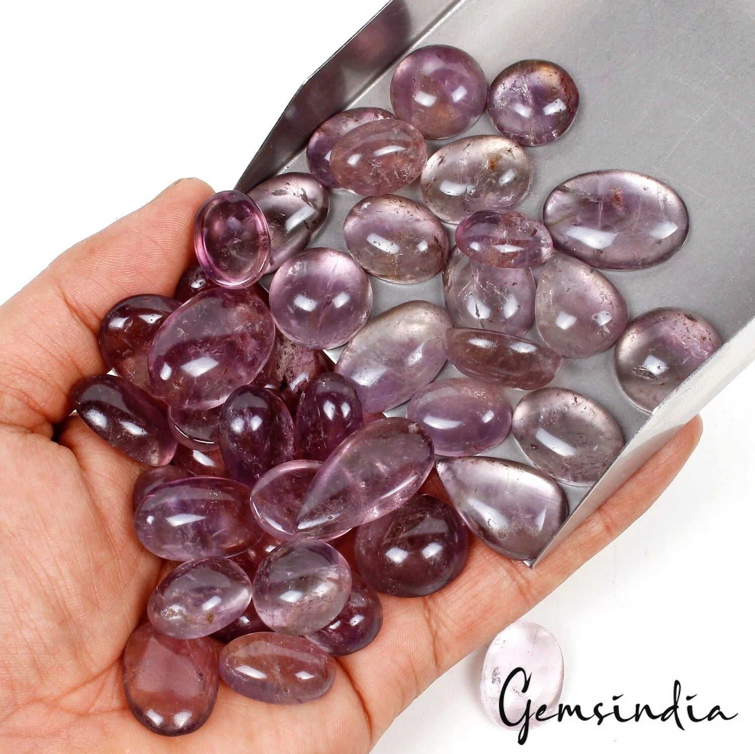 870 Cts/42 Pcs Natural Brazilian Purple Amethyst Mix Cab Loose Gems For Jewelry