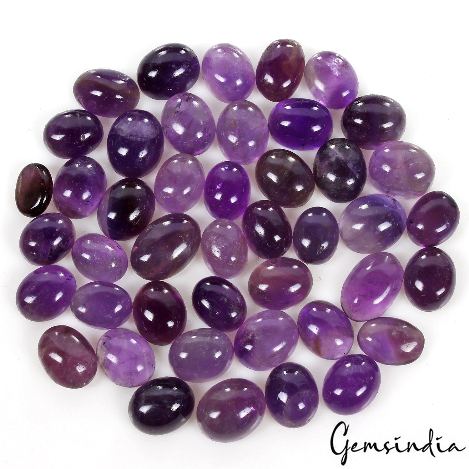 187.4 Ct Natural Purple Amethyst Oval Cab 9-13mm Loose Untreated Gemstones~44 Pc