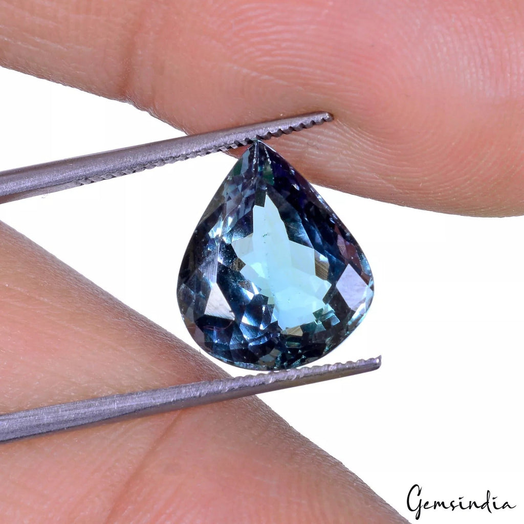 Blue Purple Tanzanite Premium Pear Cut 5.6Ct, Rare D Block AAA Flawless Gemstone
