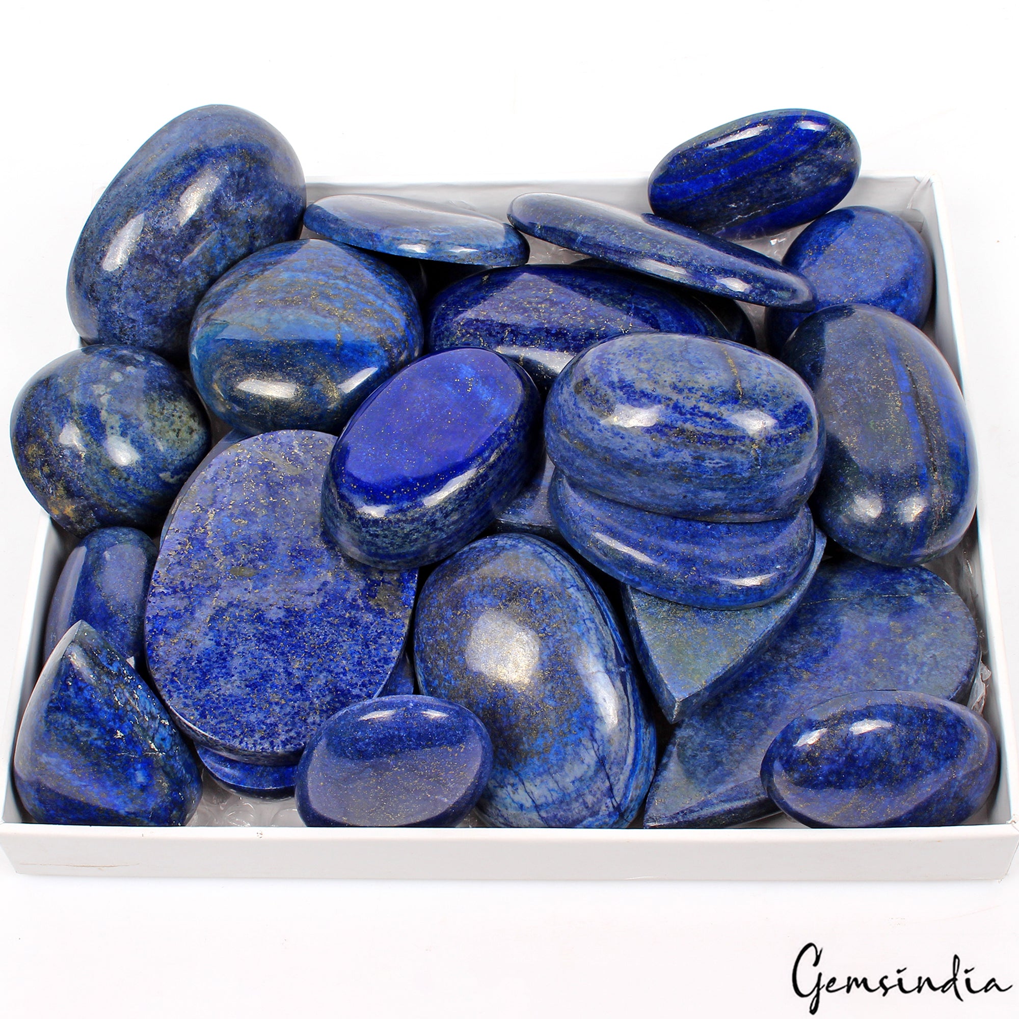 Lapis Lazuli Lot, Cabochon, Color Enhanced, Blue — 29 Pieces, 54mm to 98mm, 20000 Ct (4 Kg), Afghanistan