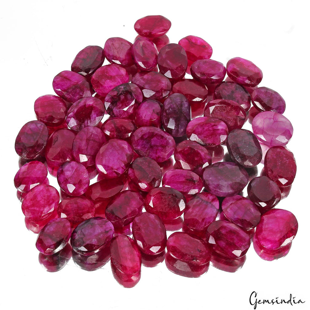 500 Cts/51 Pcs Natural Red USA Beryl Bixbite Oval Cut Loose Gems Lot For Jewelry