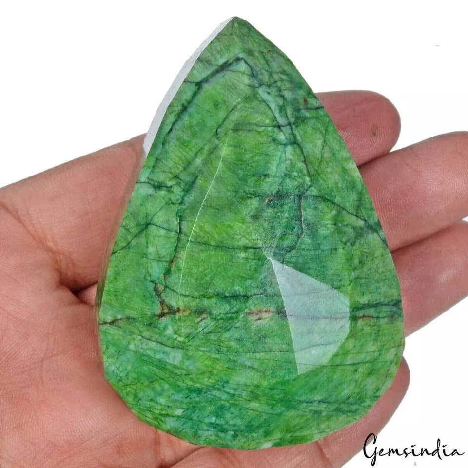 1000 Cts Natural Brazilian Parrot Green Emerald Pear Faceted Cut Loose Huge Gem